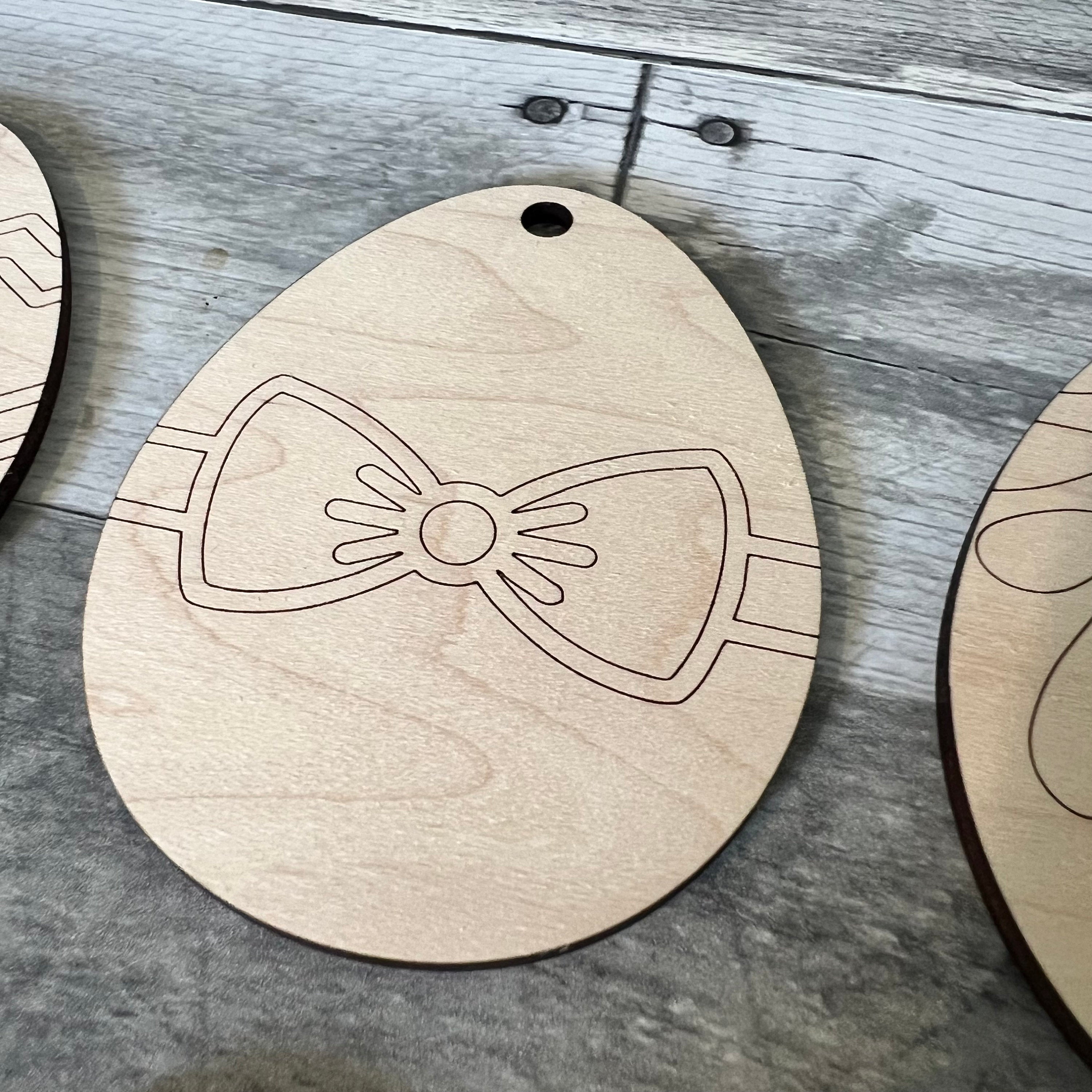 Wood Easter Egg Ornaments For Coloring (Set of 6)