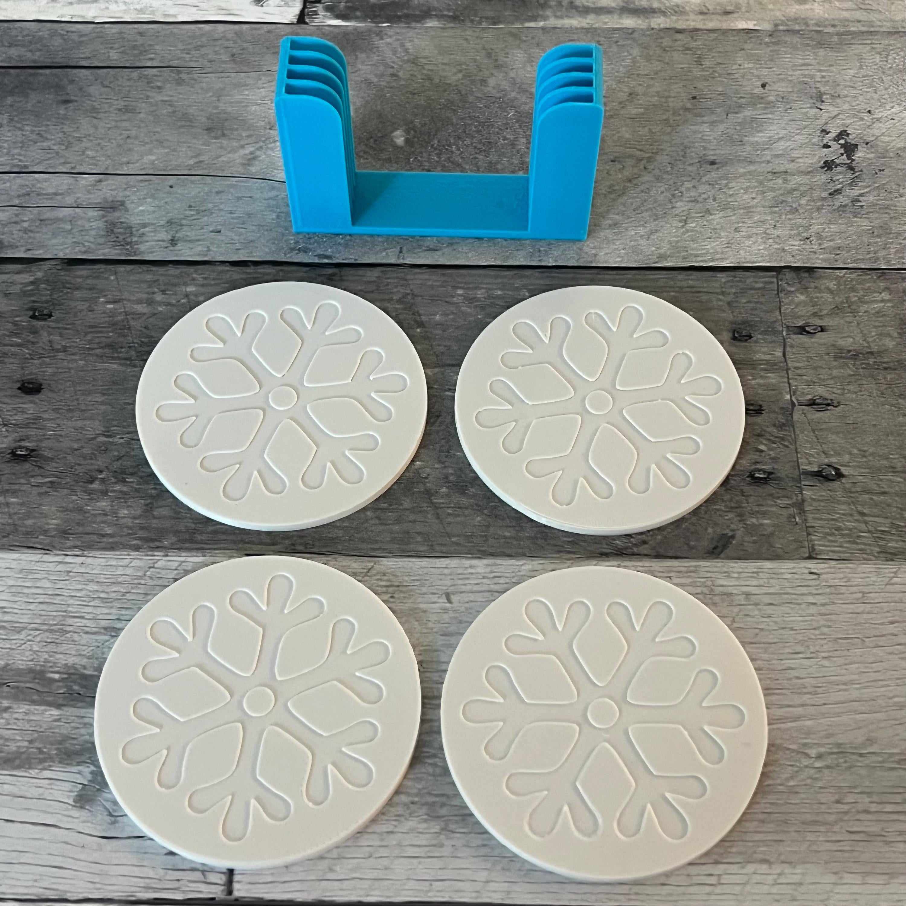 Snowflake Coasters (set of 4) and Holder