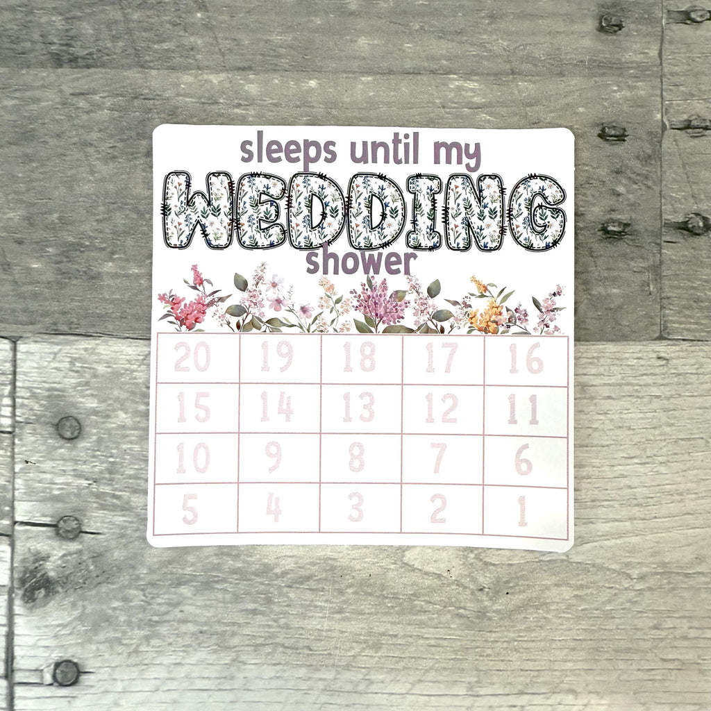 Sleeps Until My Wedding Shower Small Countdown Sticker