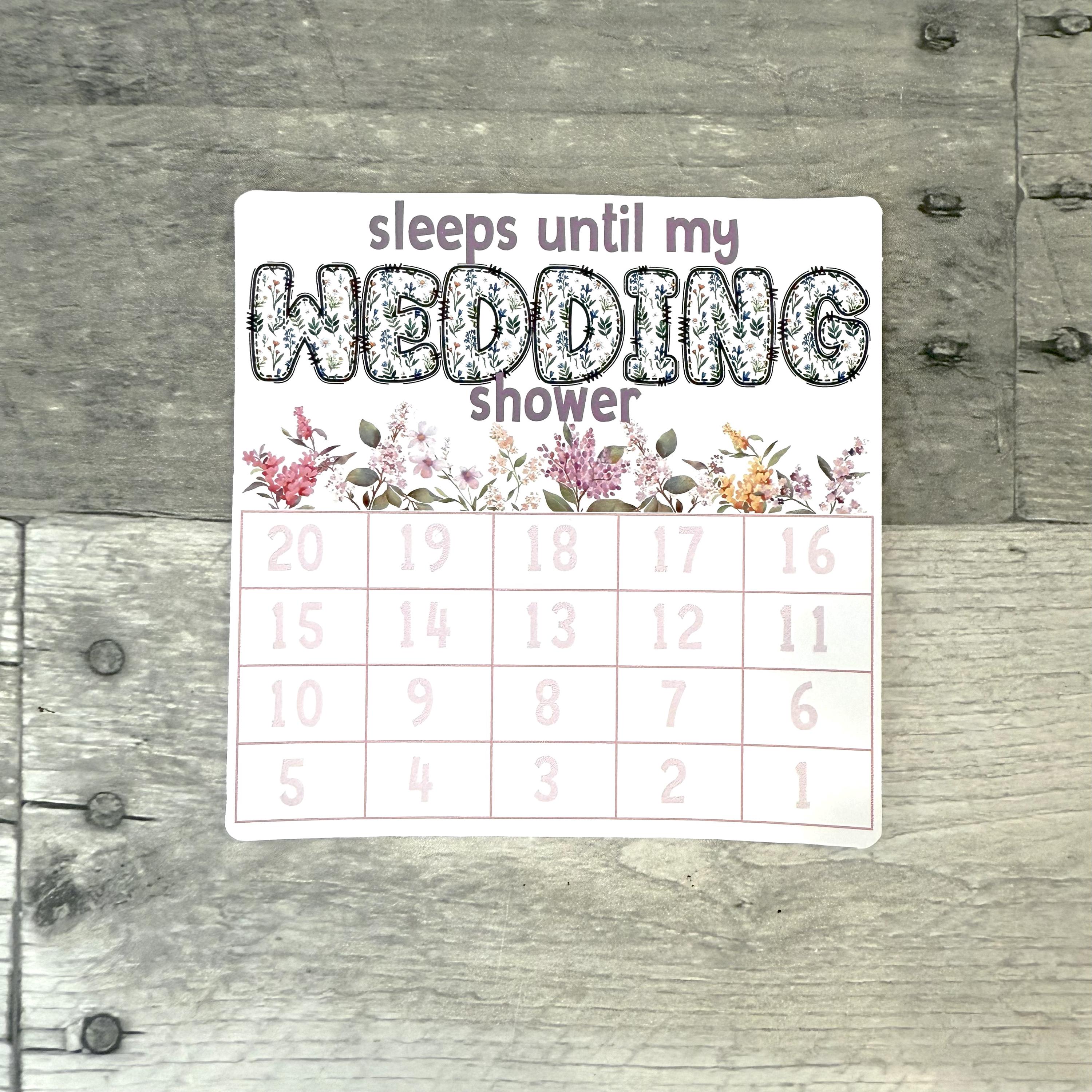 Sleeps Until My Wedding Shower Small Countdown Sticker