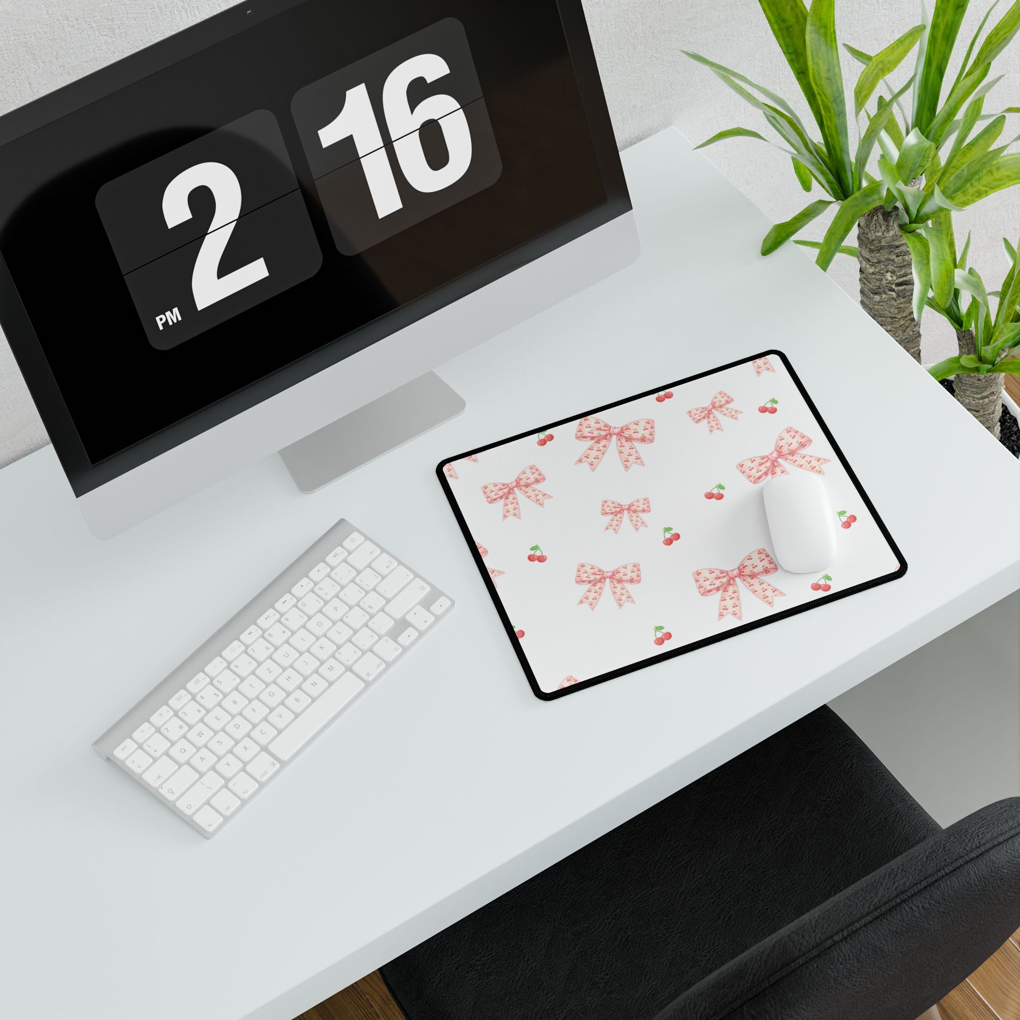 Cherries and Bows Desk Mats and Mouse pads, Office Decor, Birthday Gifts, Home Workspace