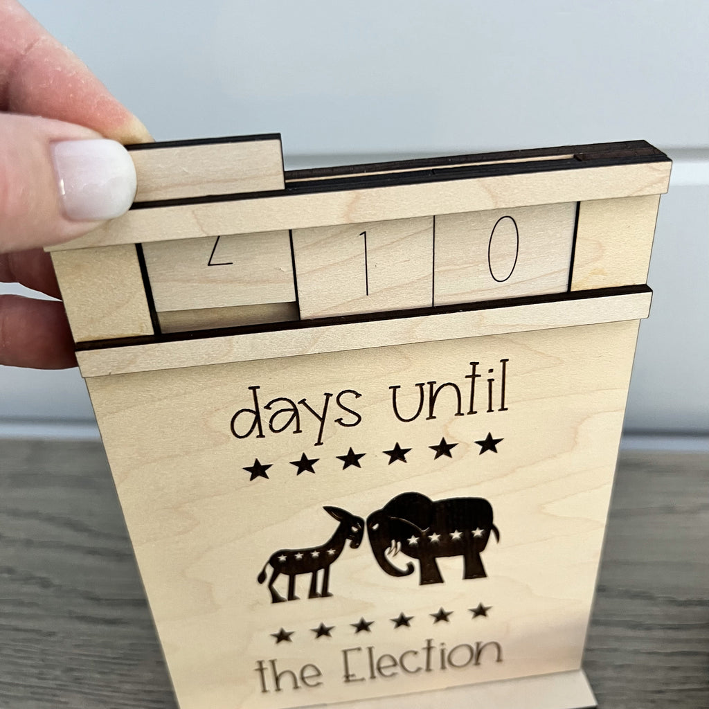 Days Until The Election Wood Countdown