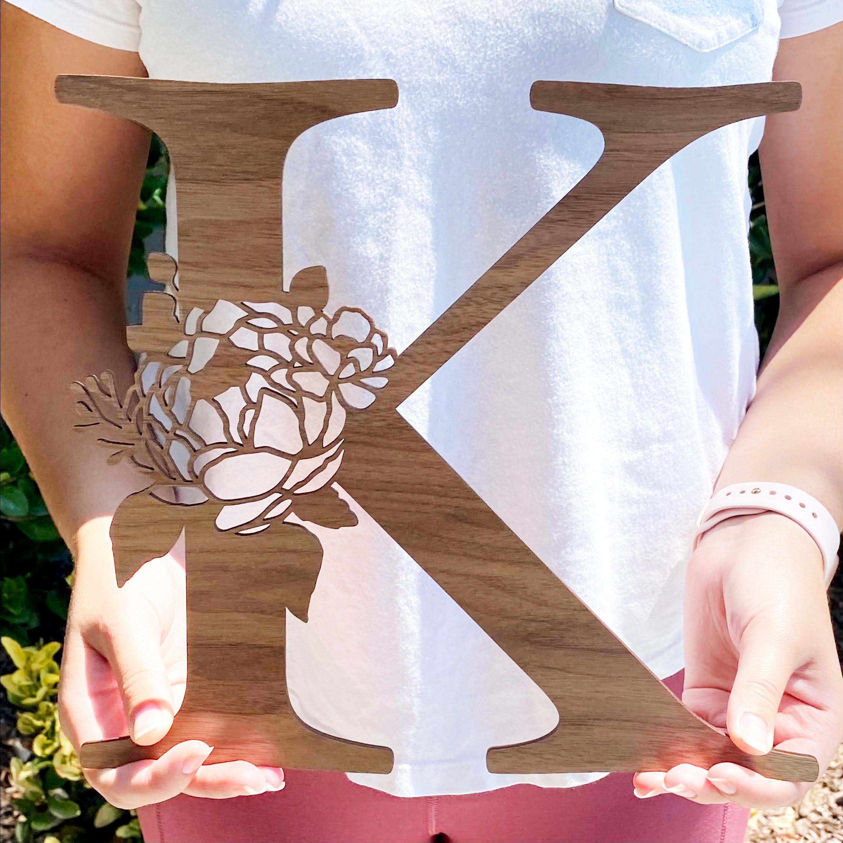 Floral Monogram Wood Sign
