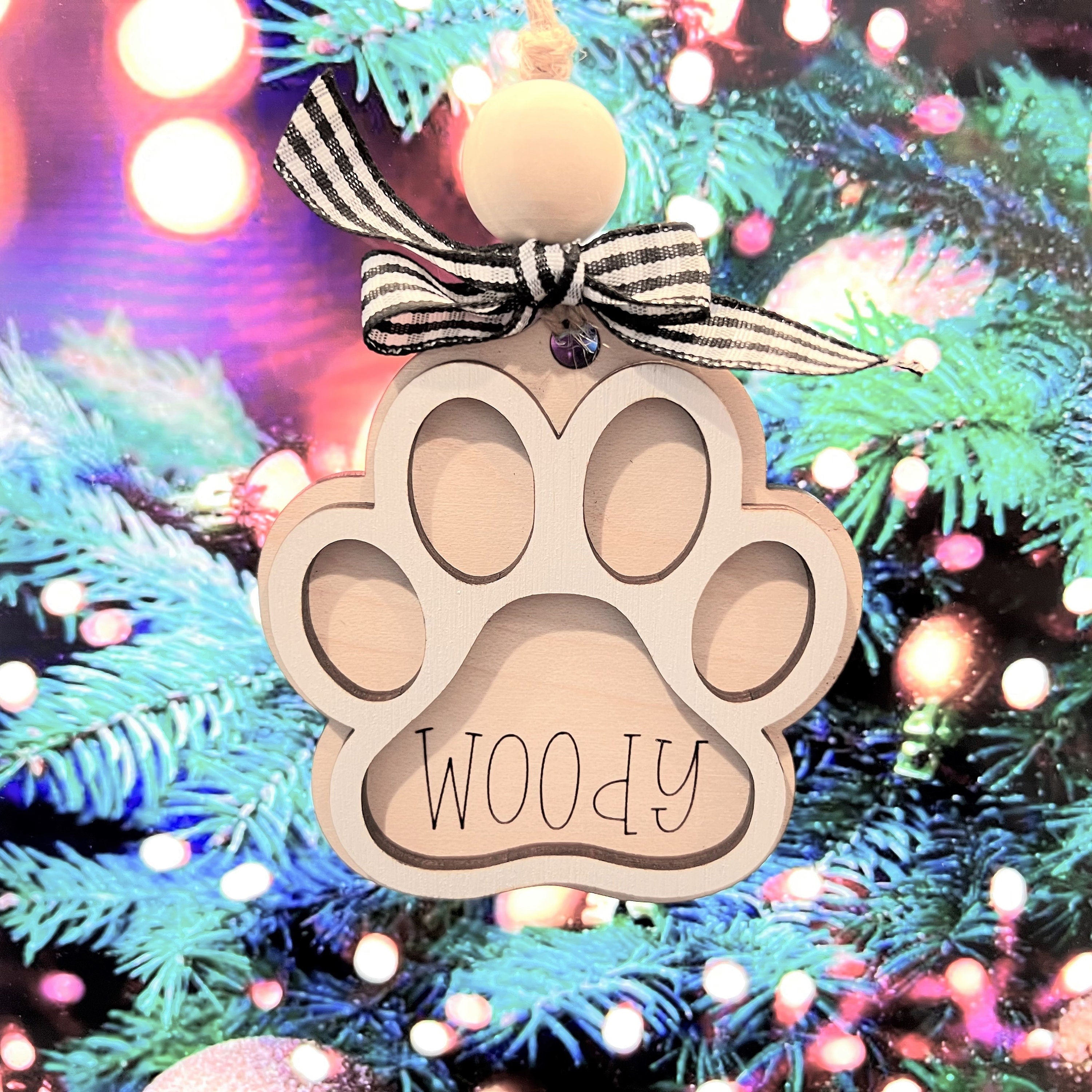 Paw Print Custom Name Ornament
