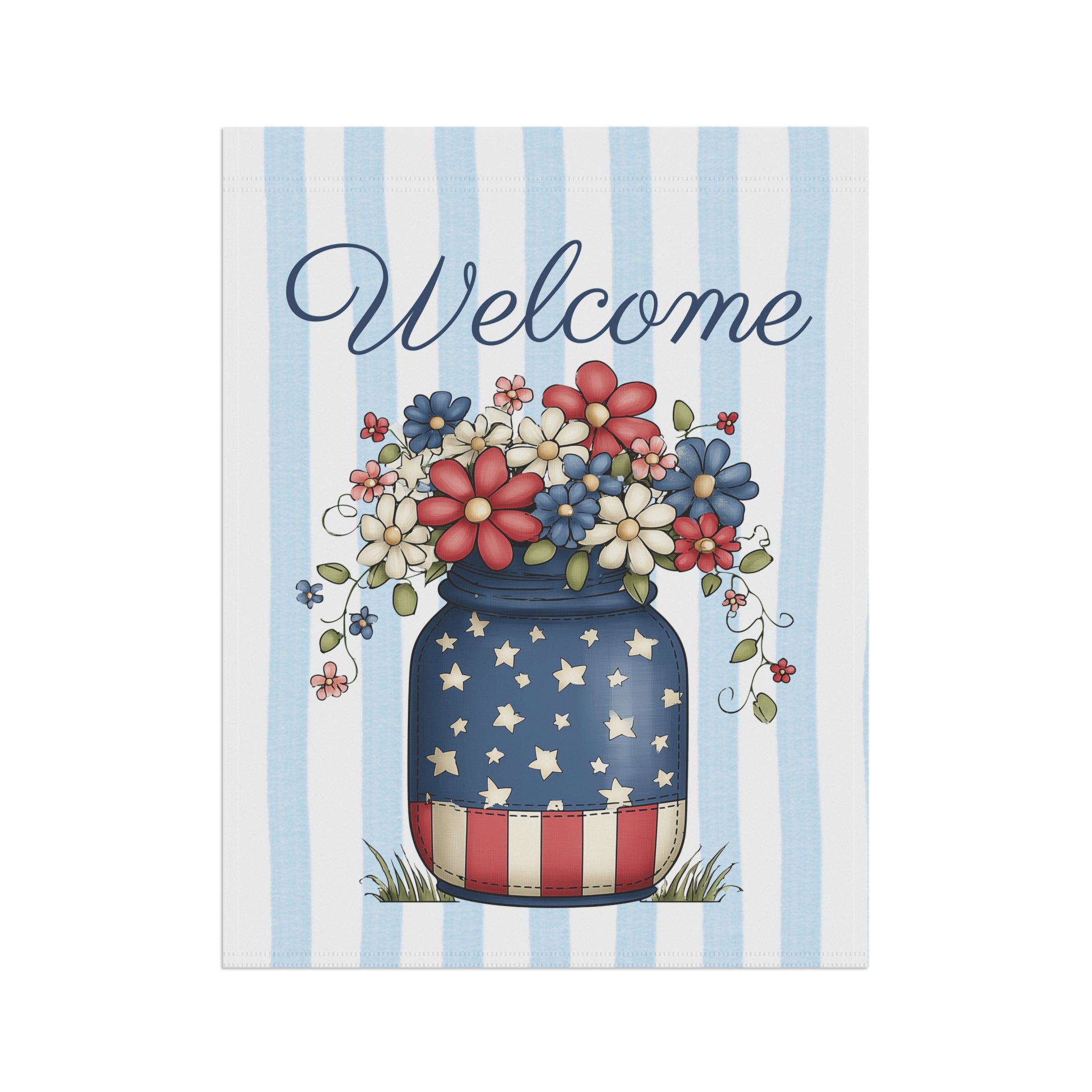Patriotic Welcome Garden Banner, Floral Décor, Outdoor Flag, Housewarming Gift