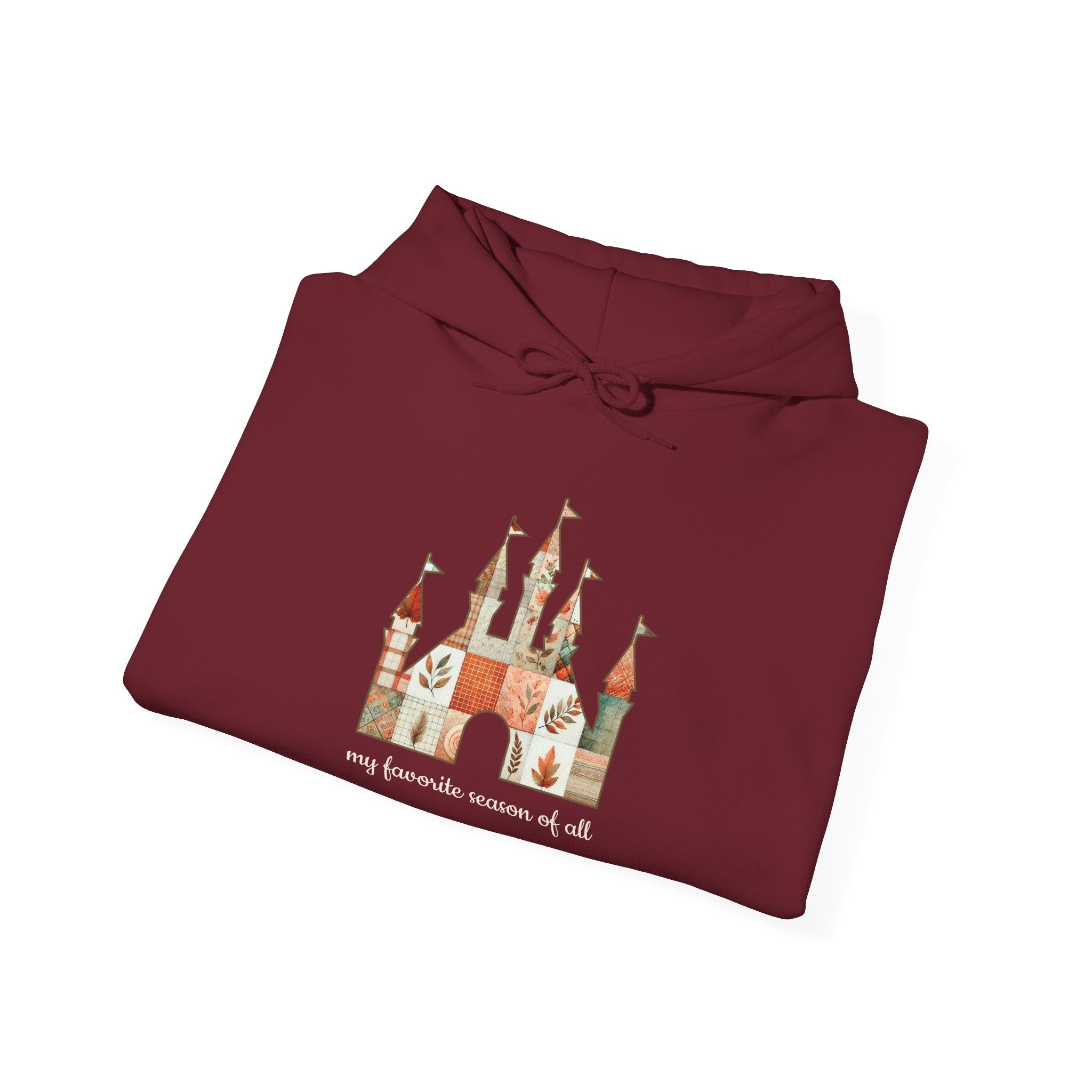 Patchwork Castle Unisex Hooded Sweatshirt: Cozy Apparel for Fall