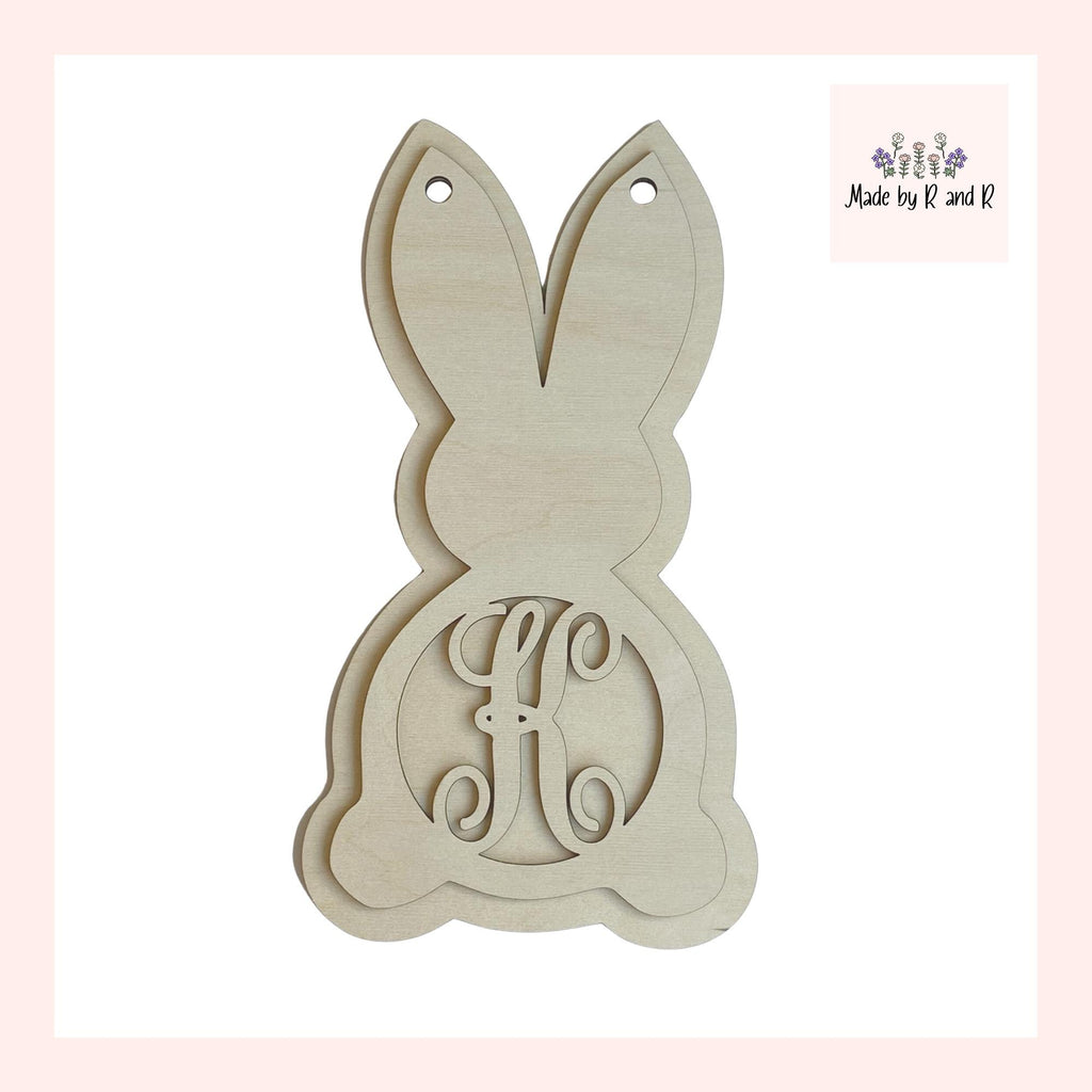 Monogram Bunny Sign Unpainted Wood Cut Outs