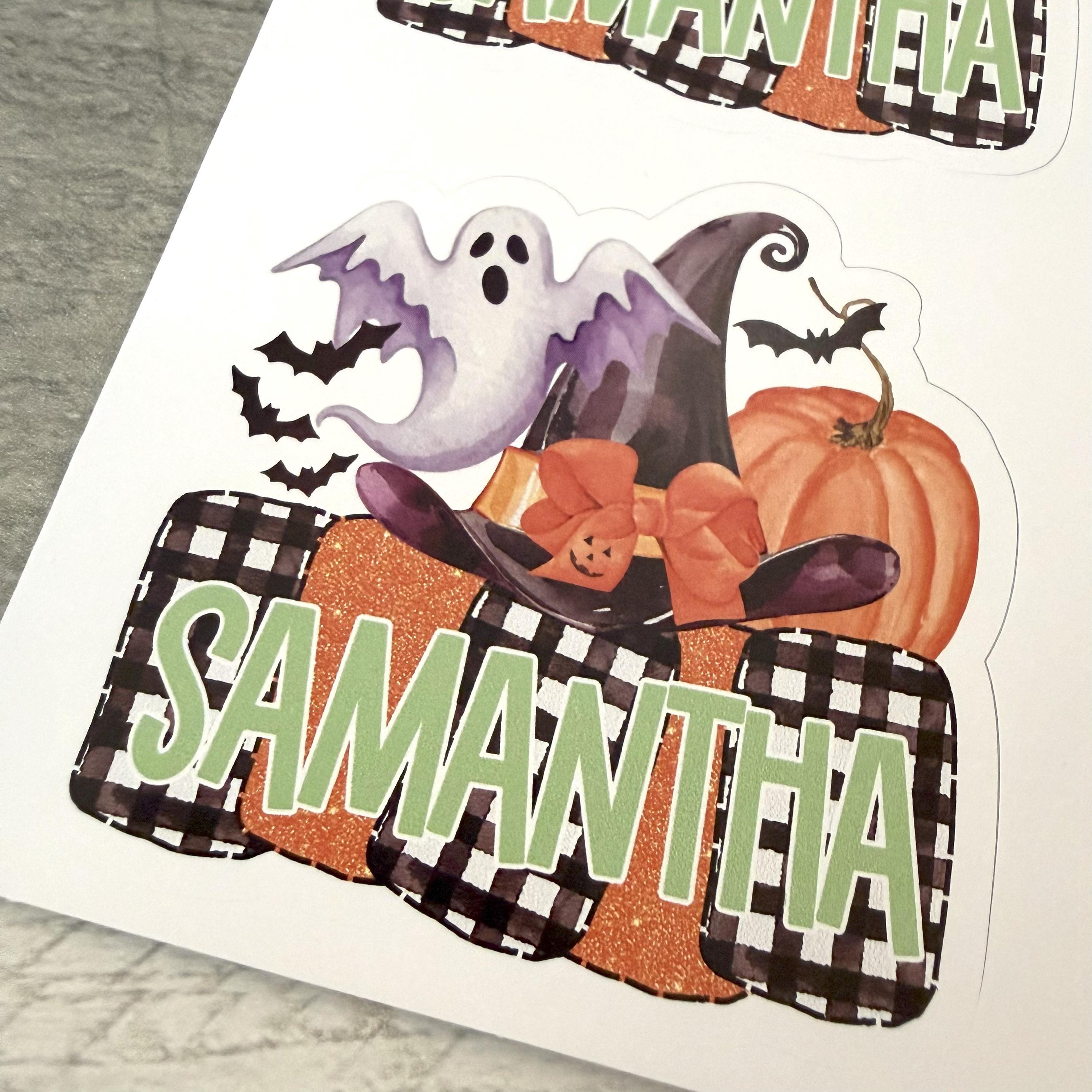 Custom Halloween Stickers with Witches Hat (set of 4)
