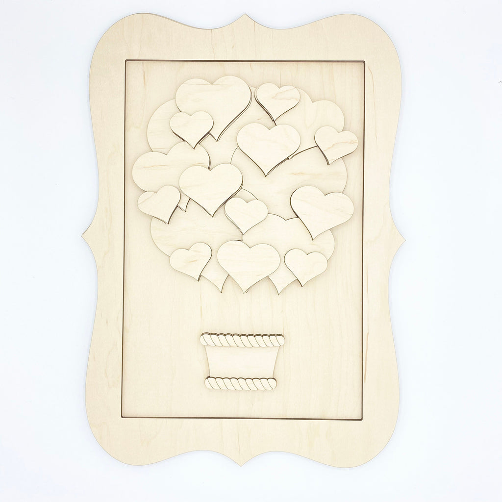 Heart Air Balloon Wood Cut Outs