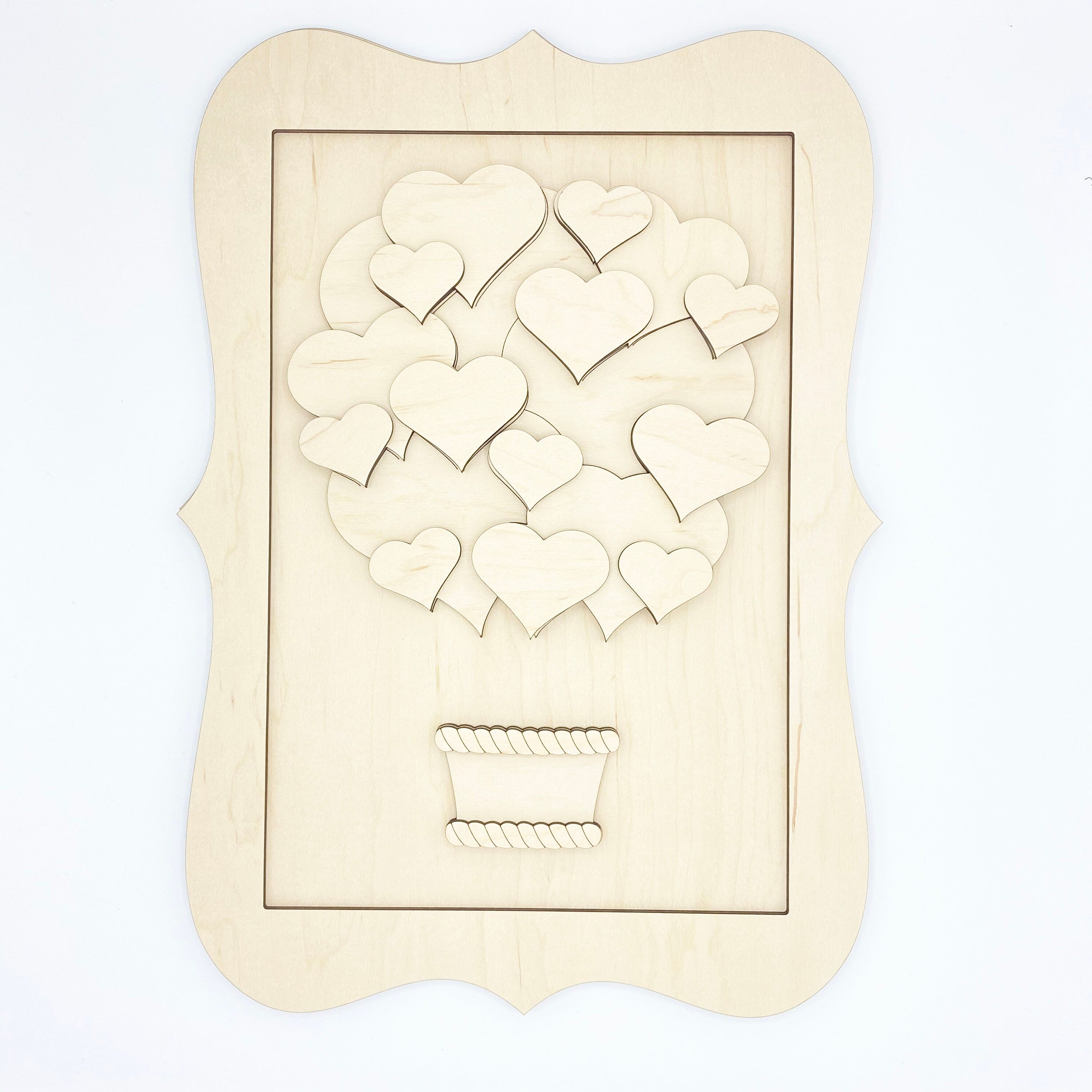 Heart Air Balloon Wood Cut Outs