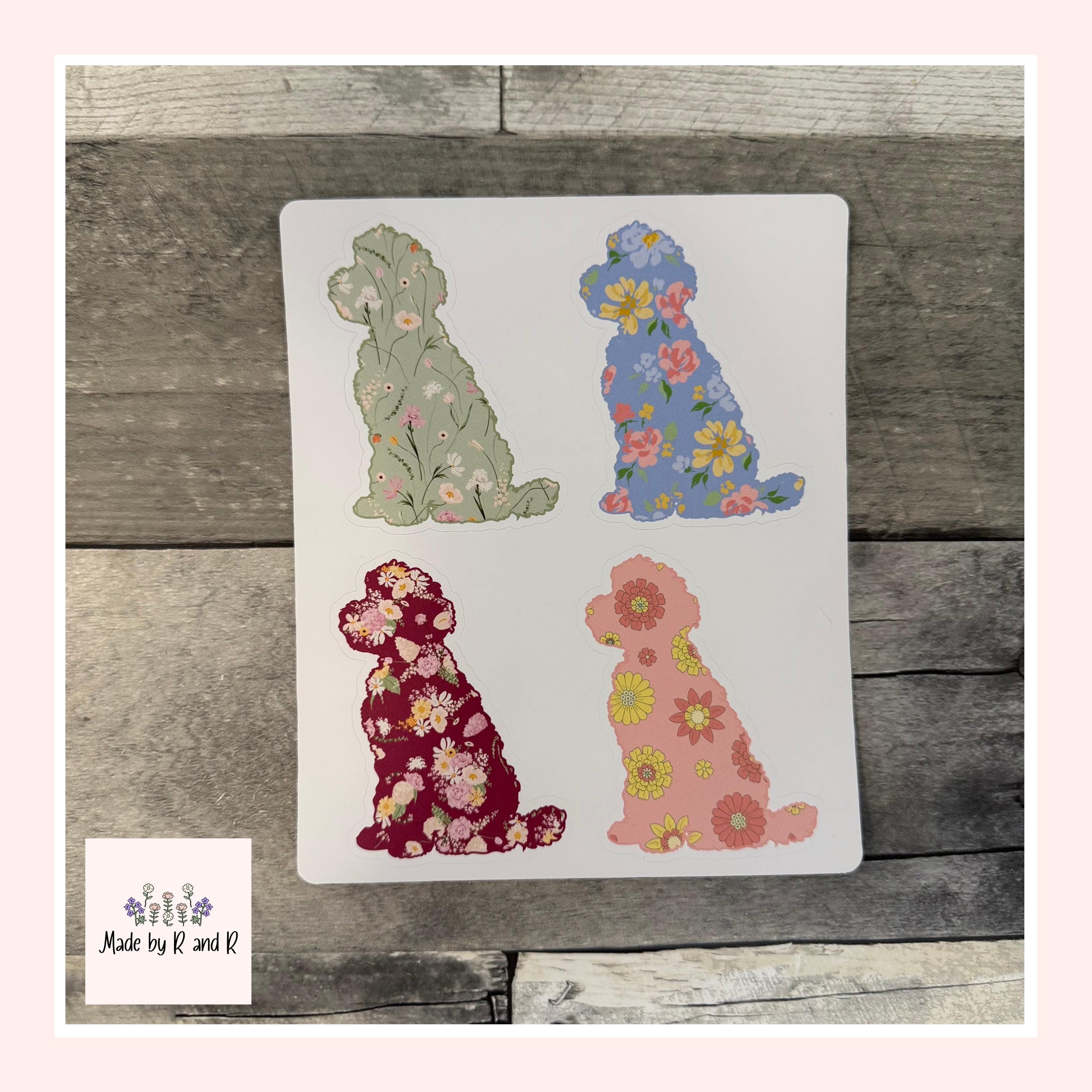 Floral Labradoodle Stickers (set of 4)