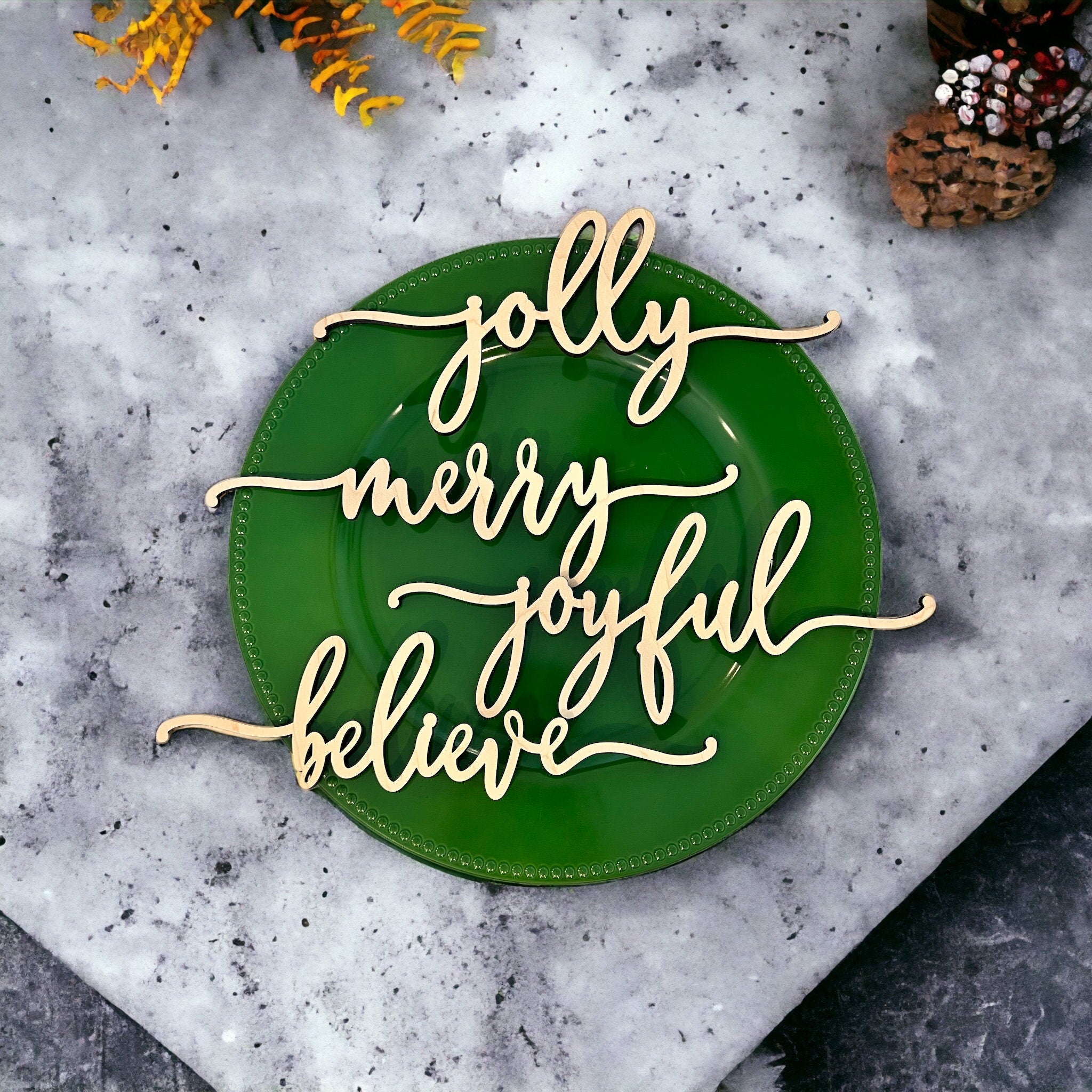 Christmas Place Setting Wood Words (Set of 4)