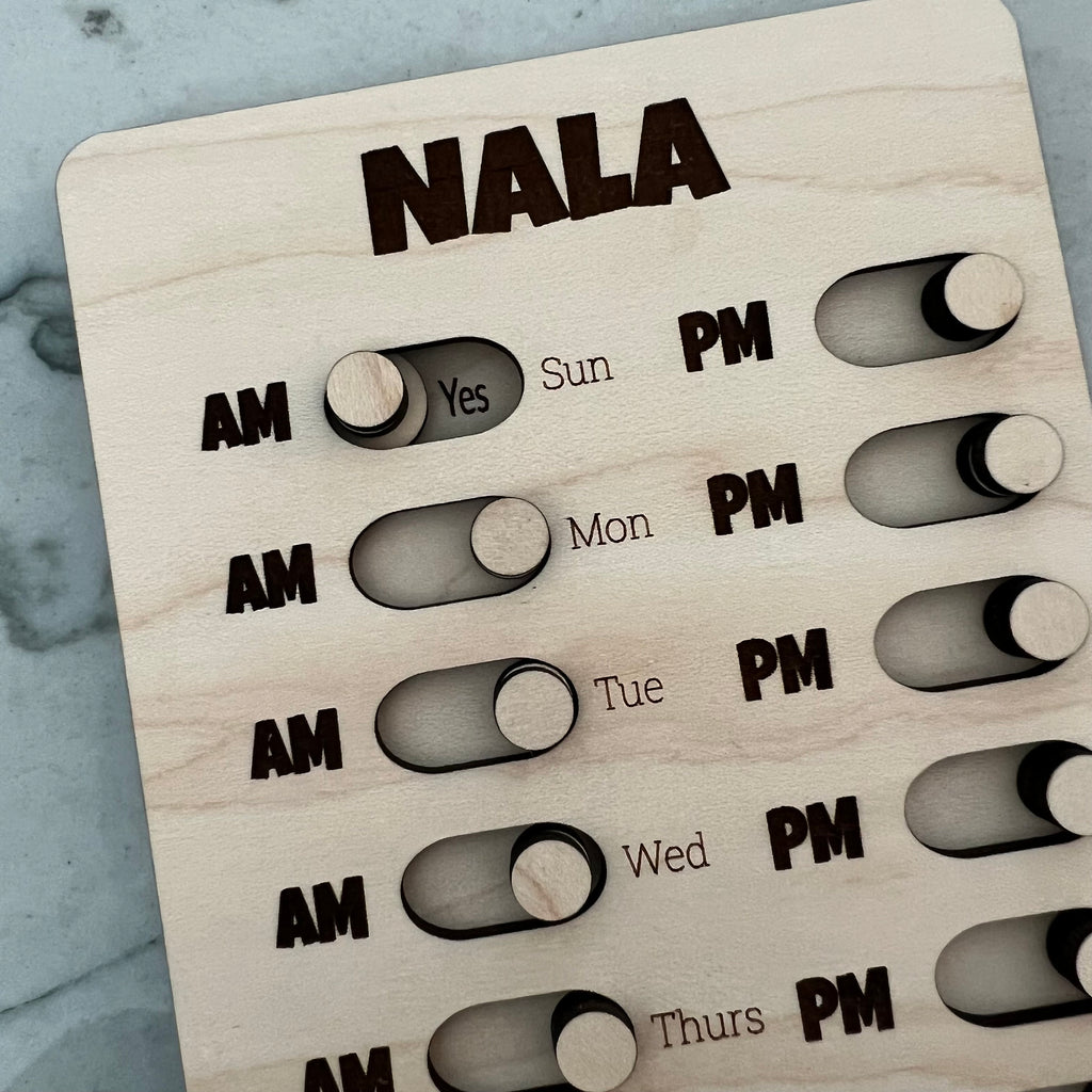 Wood Customizable Weekly AM PM Checklist