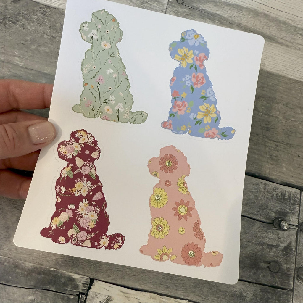 Floral Labradoodle Stickers (set of 4)
