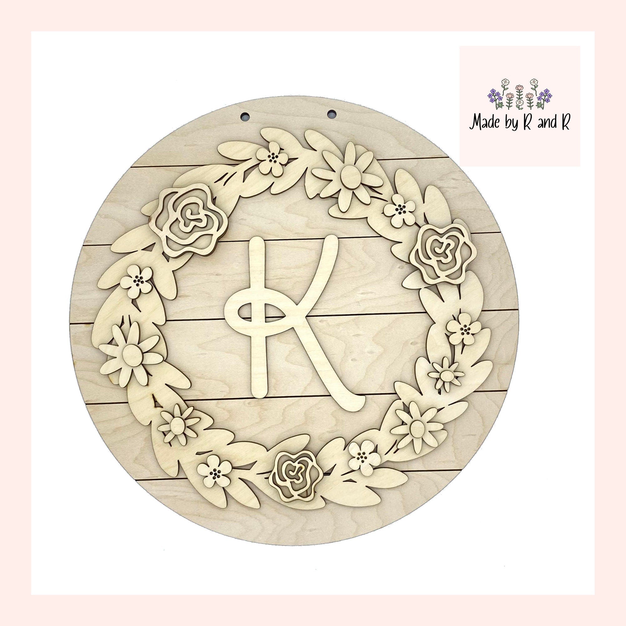 Floral Springtime Wreath Wood Cut Outs