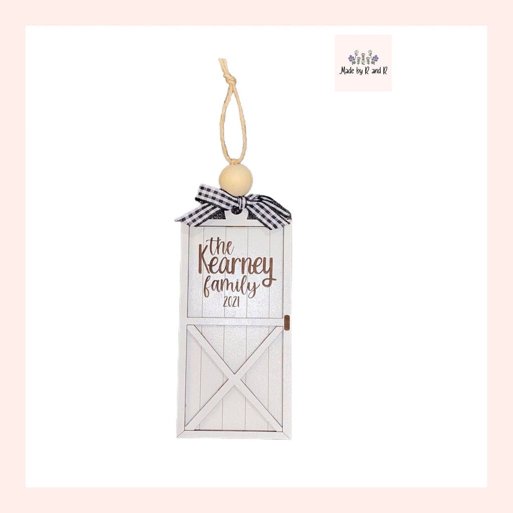 Custom Engraved Wood Barn Door Ornament