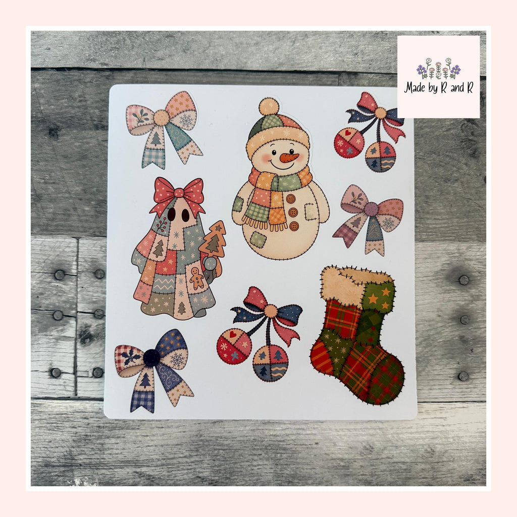 Pastel Patchwork Christmas Stickers (set of 11)