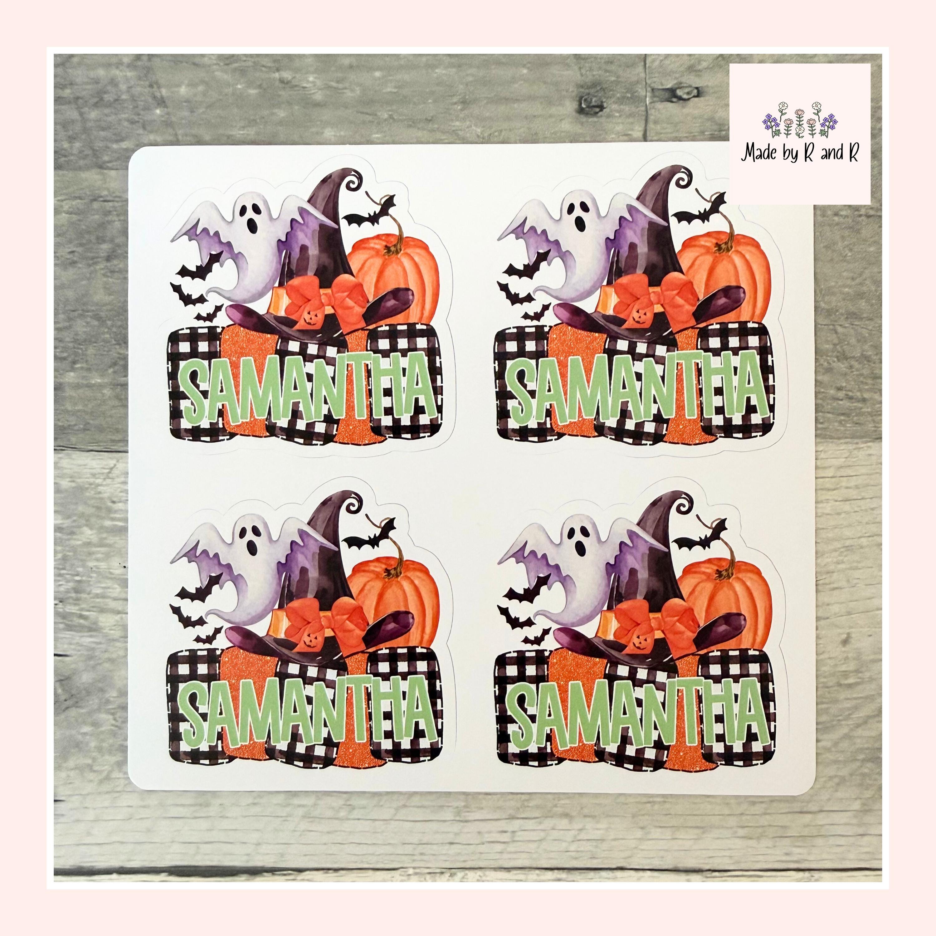 Custom Halloween Stickers with Witches Hat (set of 4)