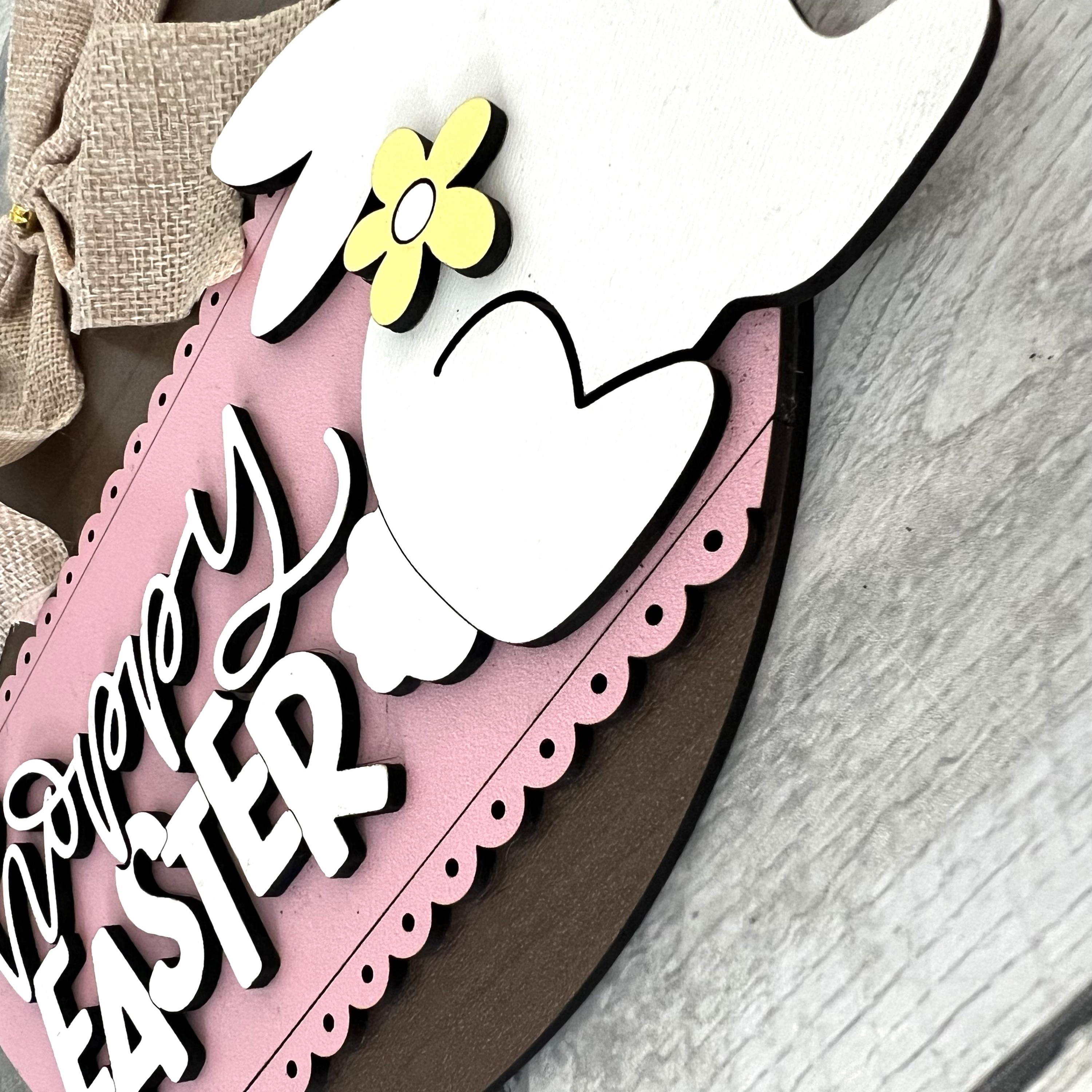 Hoppy Easter Painted Wood Sign