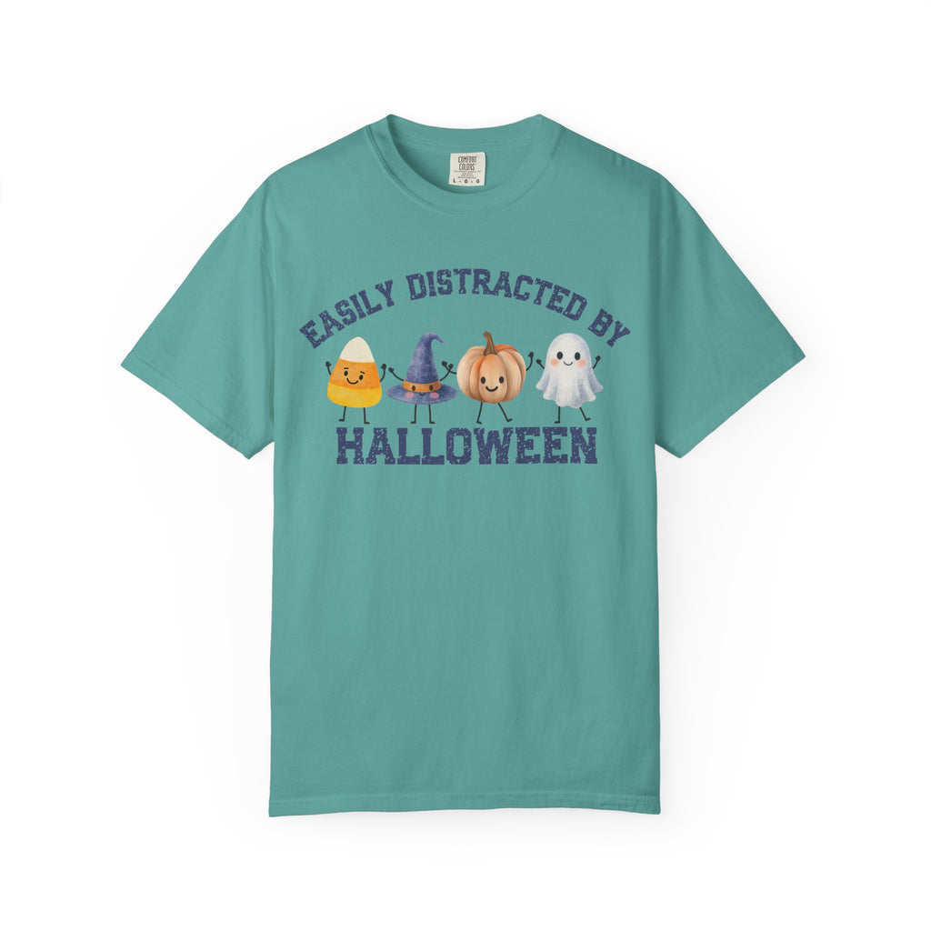Halloween T-Shirt, Easily Distracted by Halloween, Cute Candy & Costume Graphic