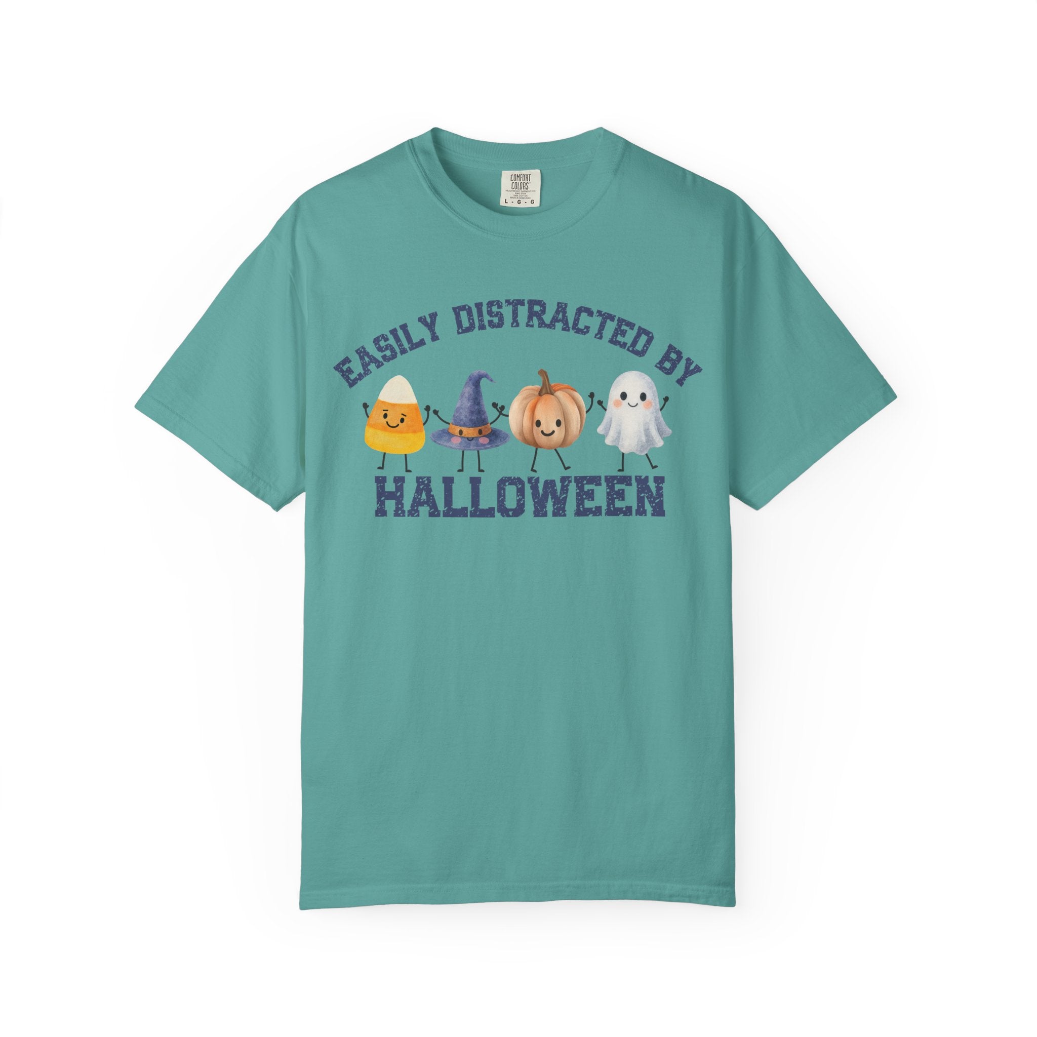 Halloween T-Shirt, Easily Distracted by Halloween, Cute Candy & Costume Graphic
