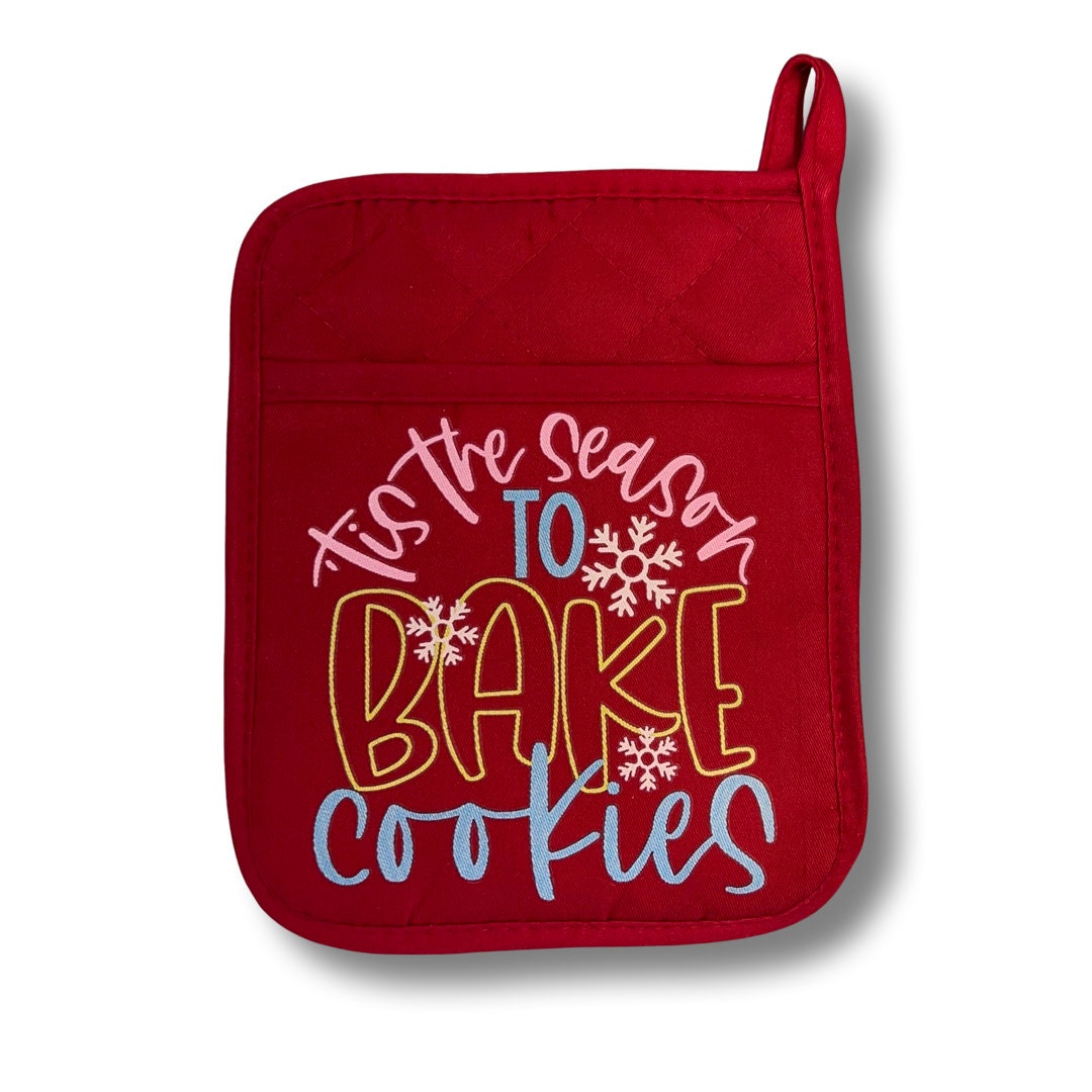Tis The Season To Bake Cookies Red Pot Holder