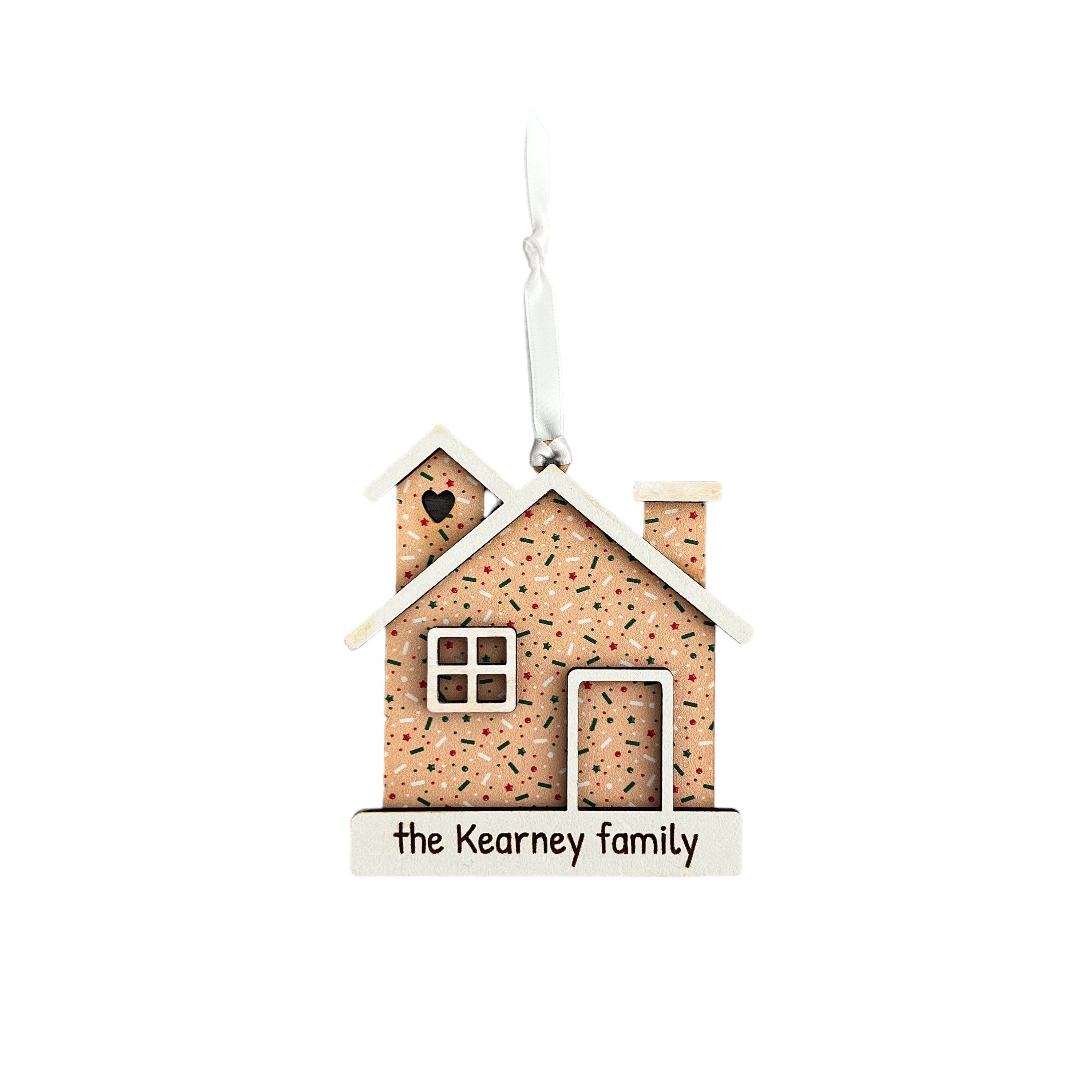 Personalized Family Name Gingerbread House Ornament