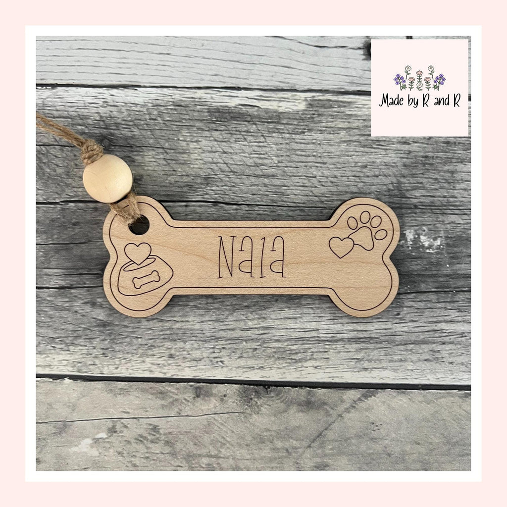 Custom Dog Bone Wood Ornament