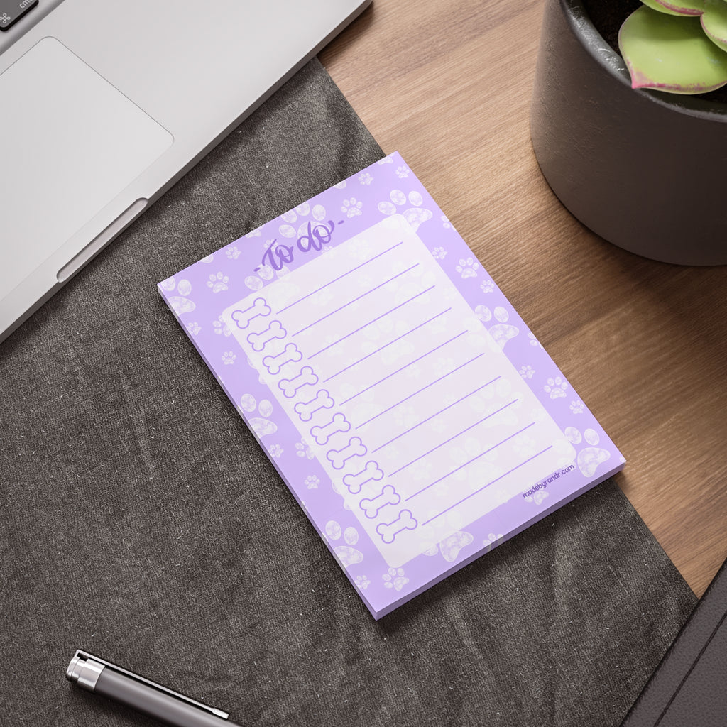 Purple Paw Print To Do Checklist Sticky Notes for Planning & Lists