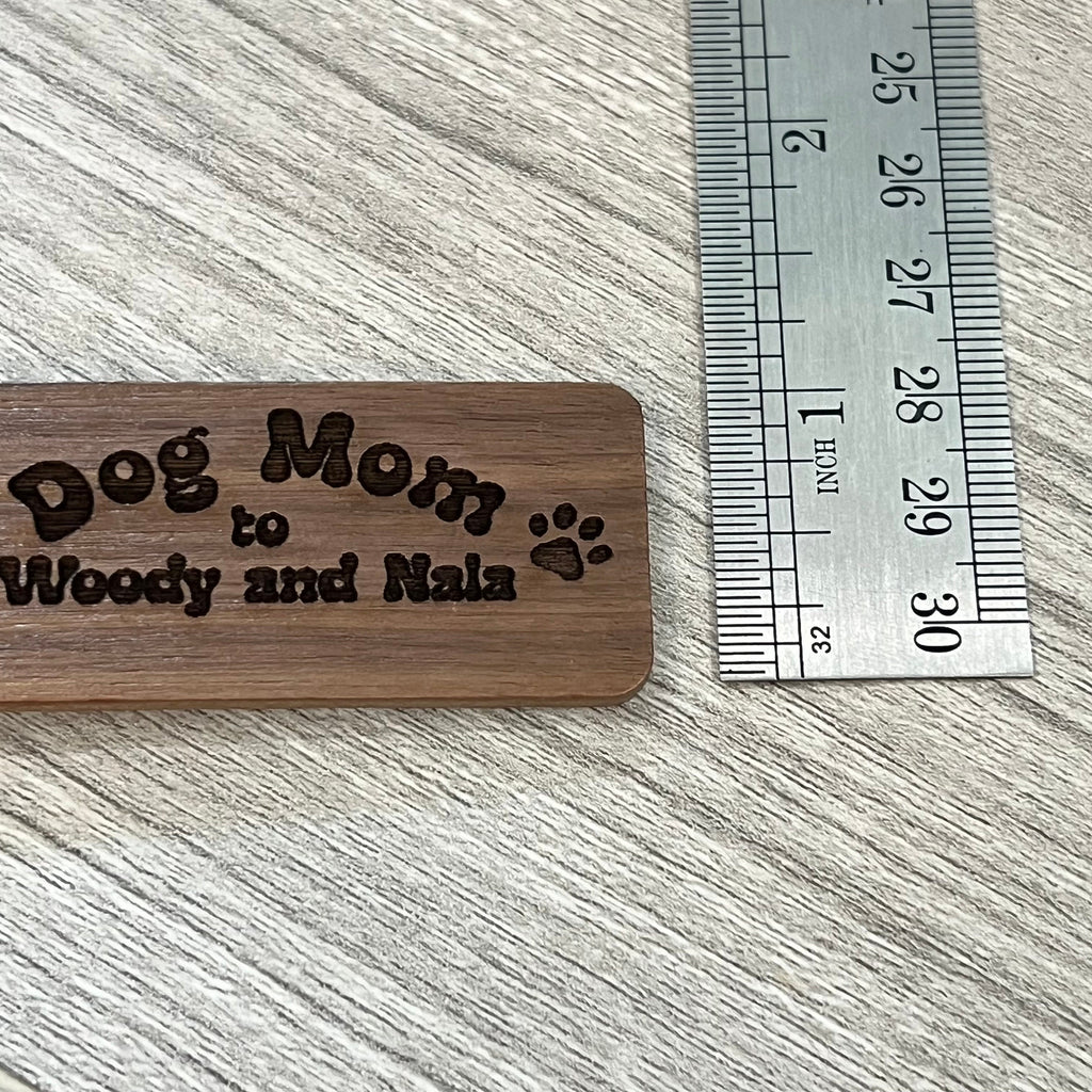 Custom Dog Mom Laser Engraved Wood Keychain