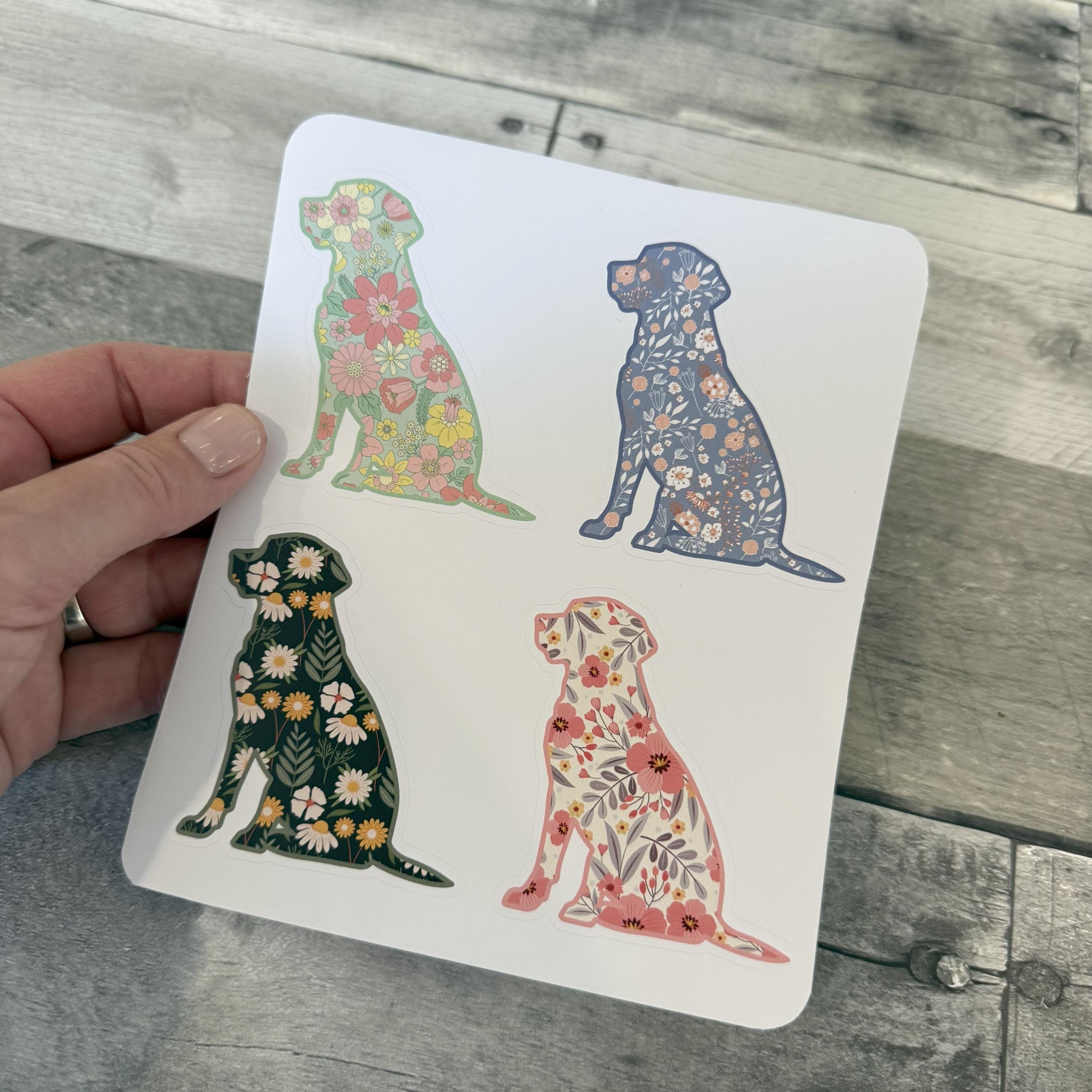 Floral Labrador Stickers (set of 4)