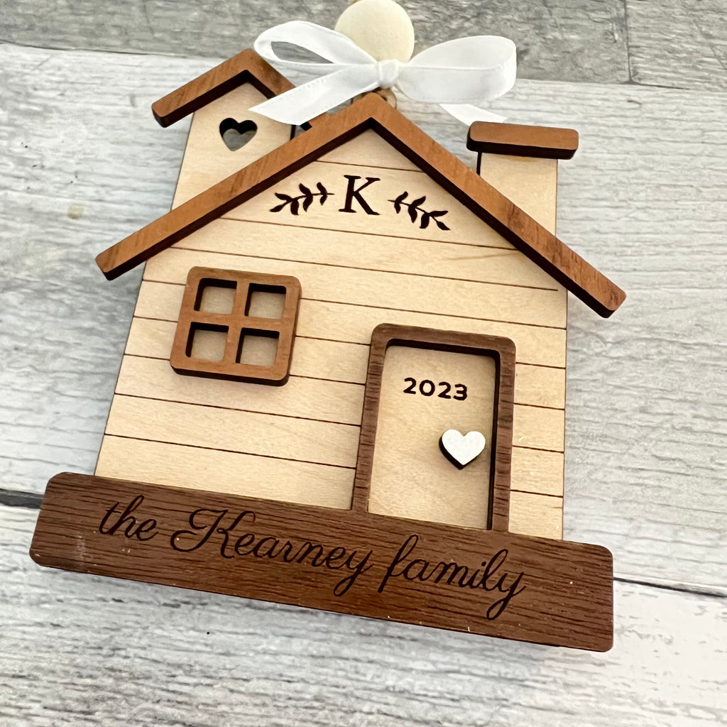 Personalized Family Name Wood Home Ornament