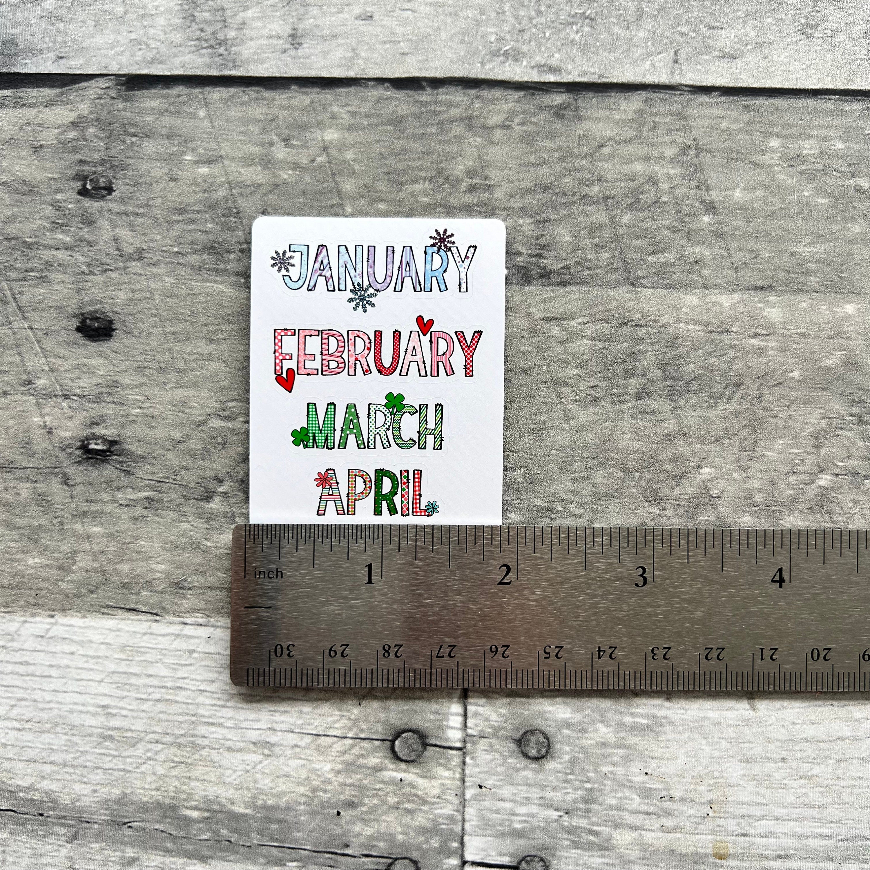 Month Name Stickers (set of 12) choose large or small size