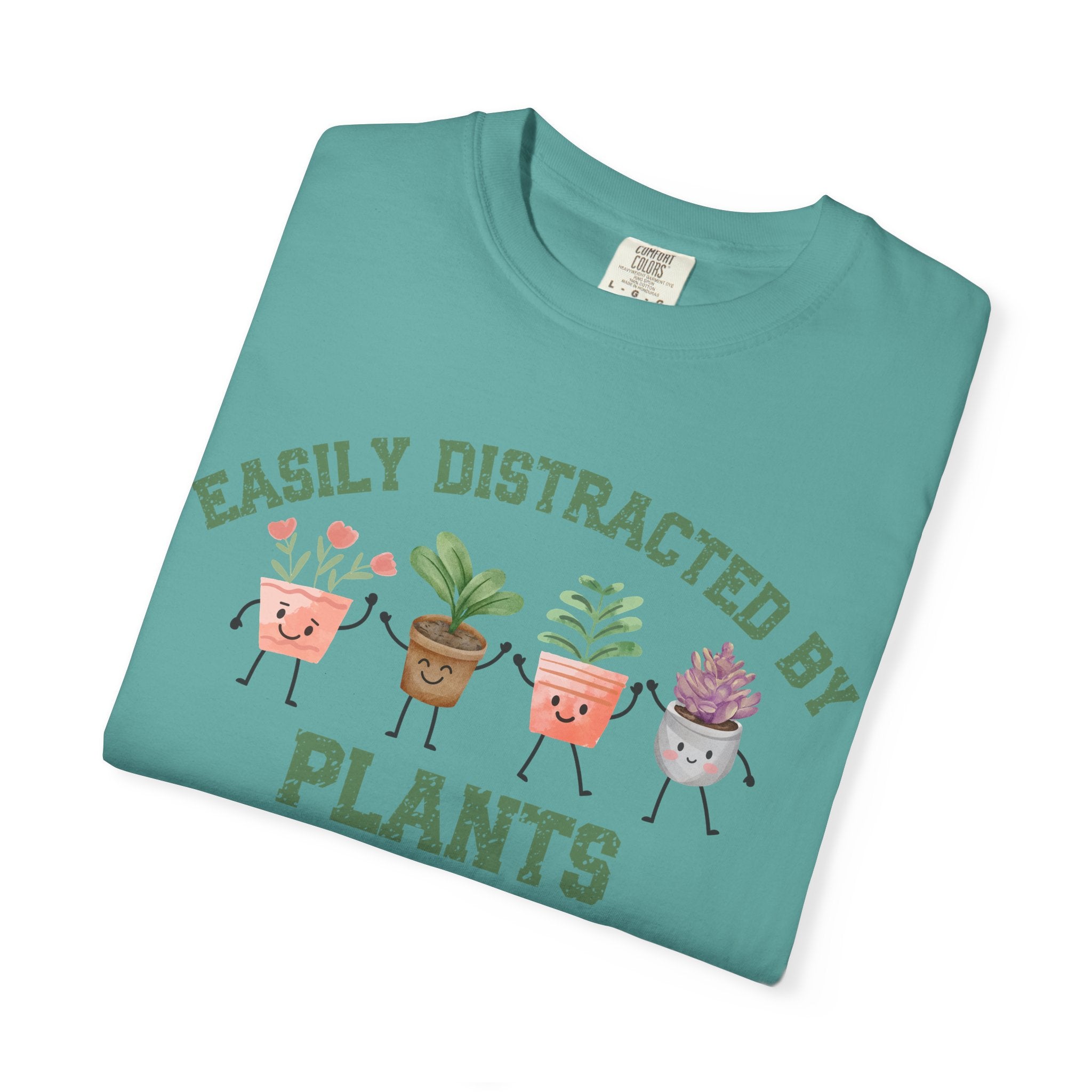 Easily Distracted By Plants Tee, Cute Plant Lover Graphic T-Shirt