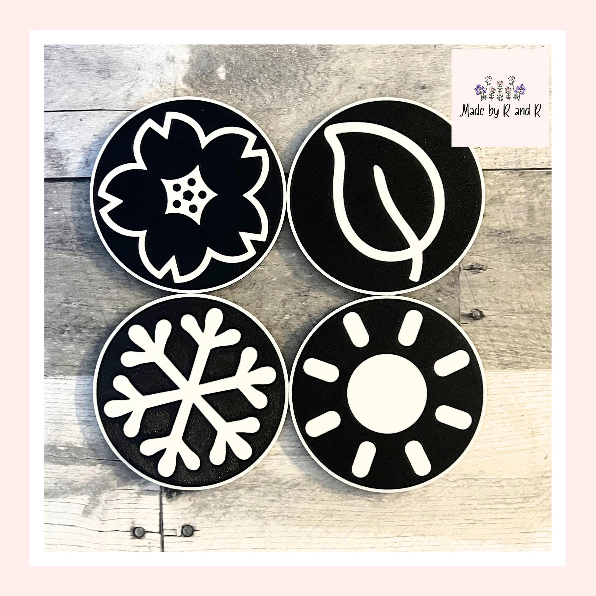 Season Coasters (set of 4) and Holder
