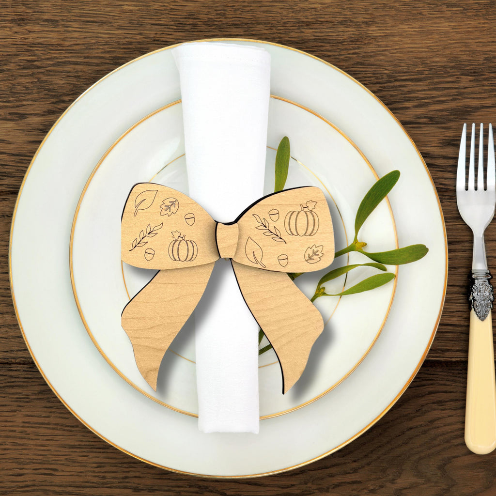 Fall Place Setting Wood Bows (Set of 4)