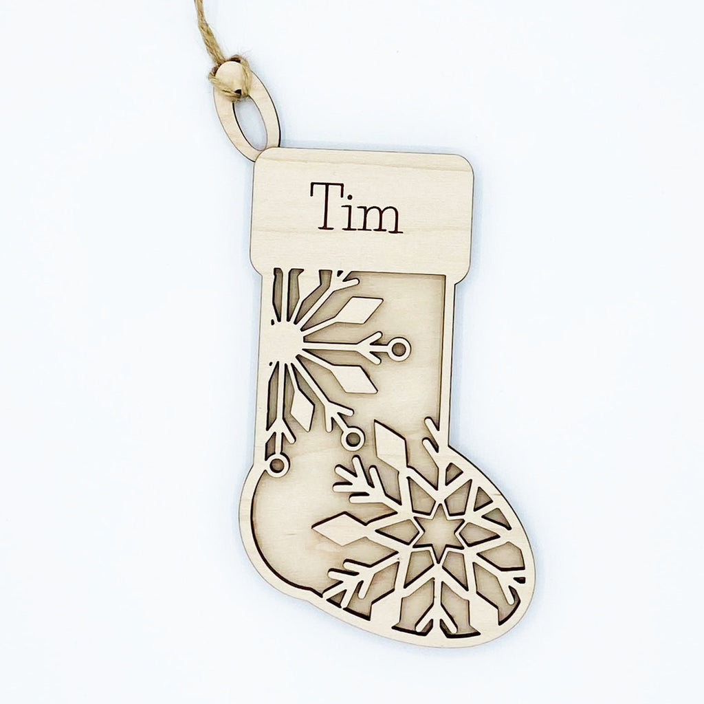 Custom Wood Christmas Stocking Ornament