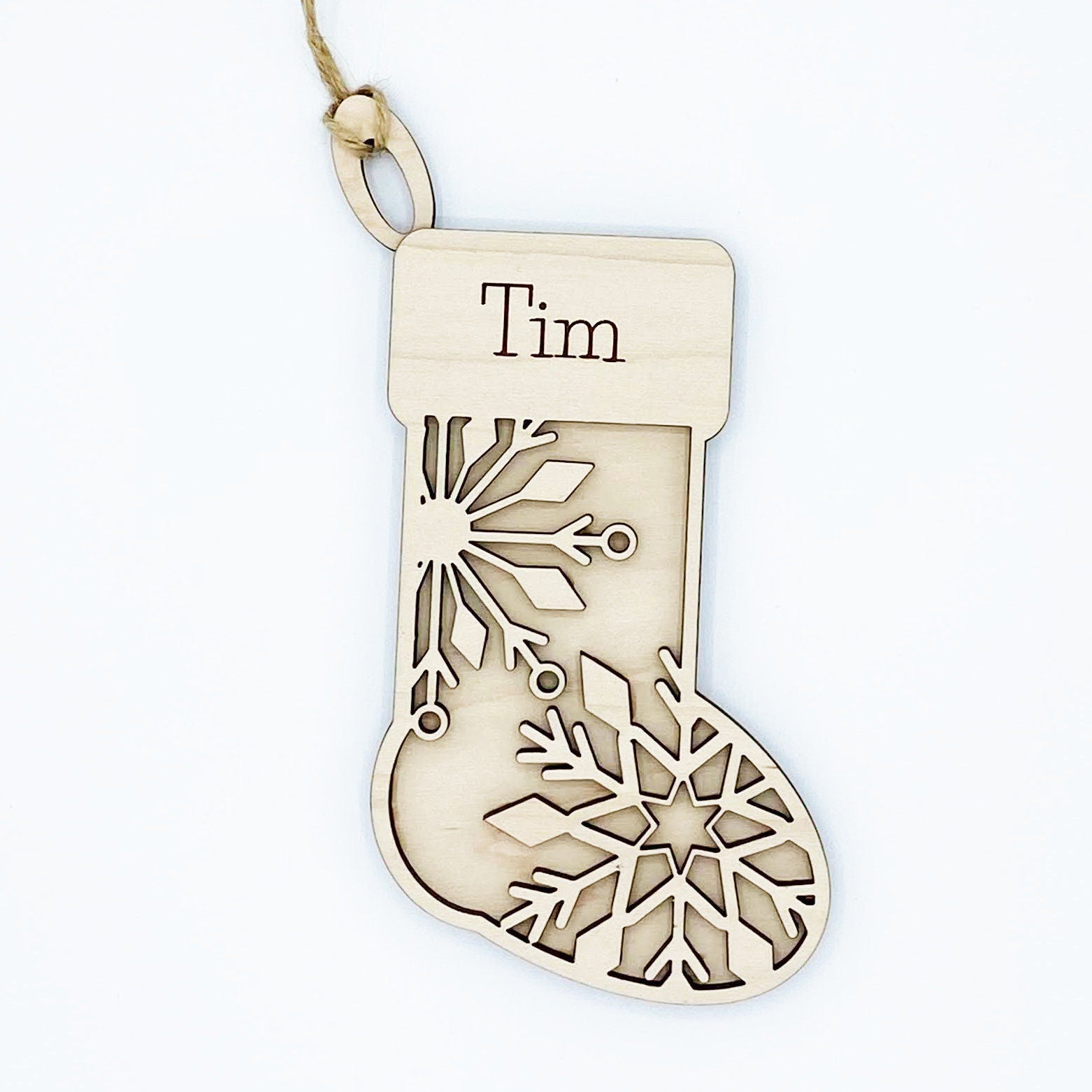 Custom Wood Christmas Stocking Ornament