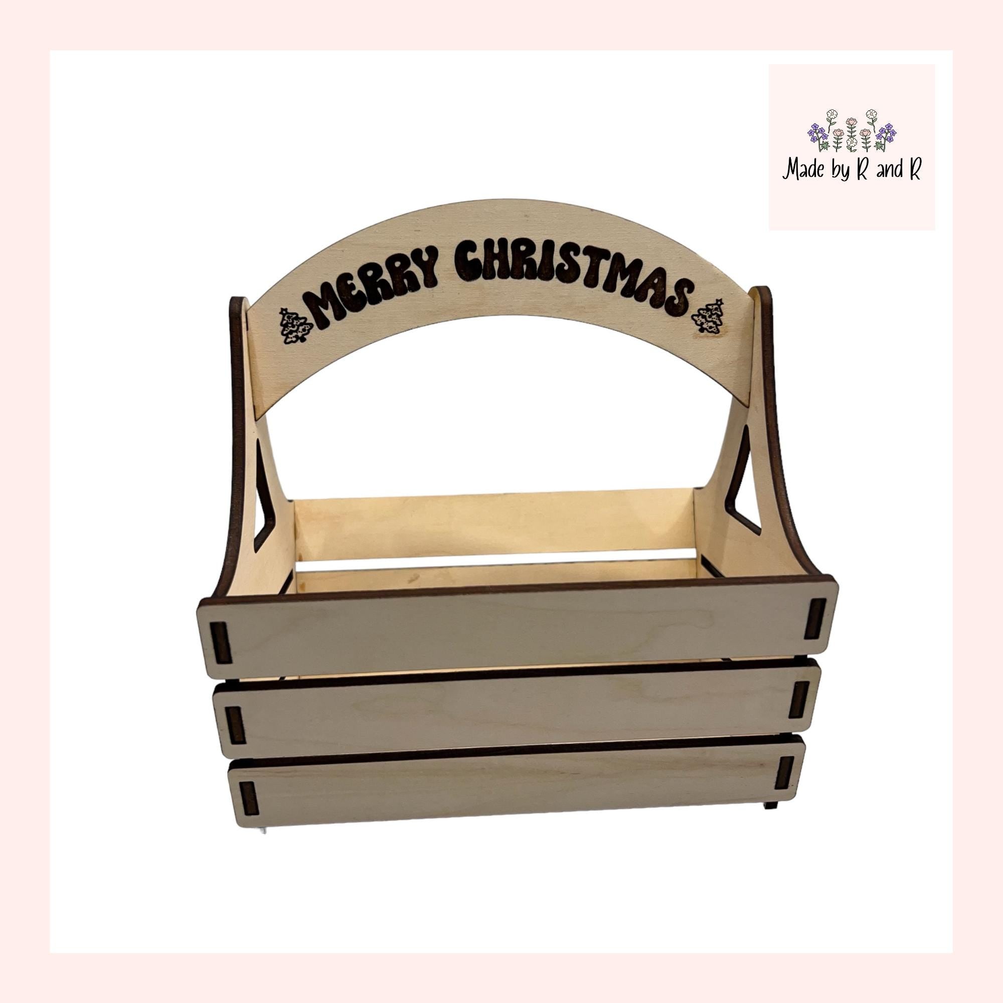 Merry Christmas Wood Basket