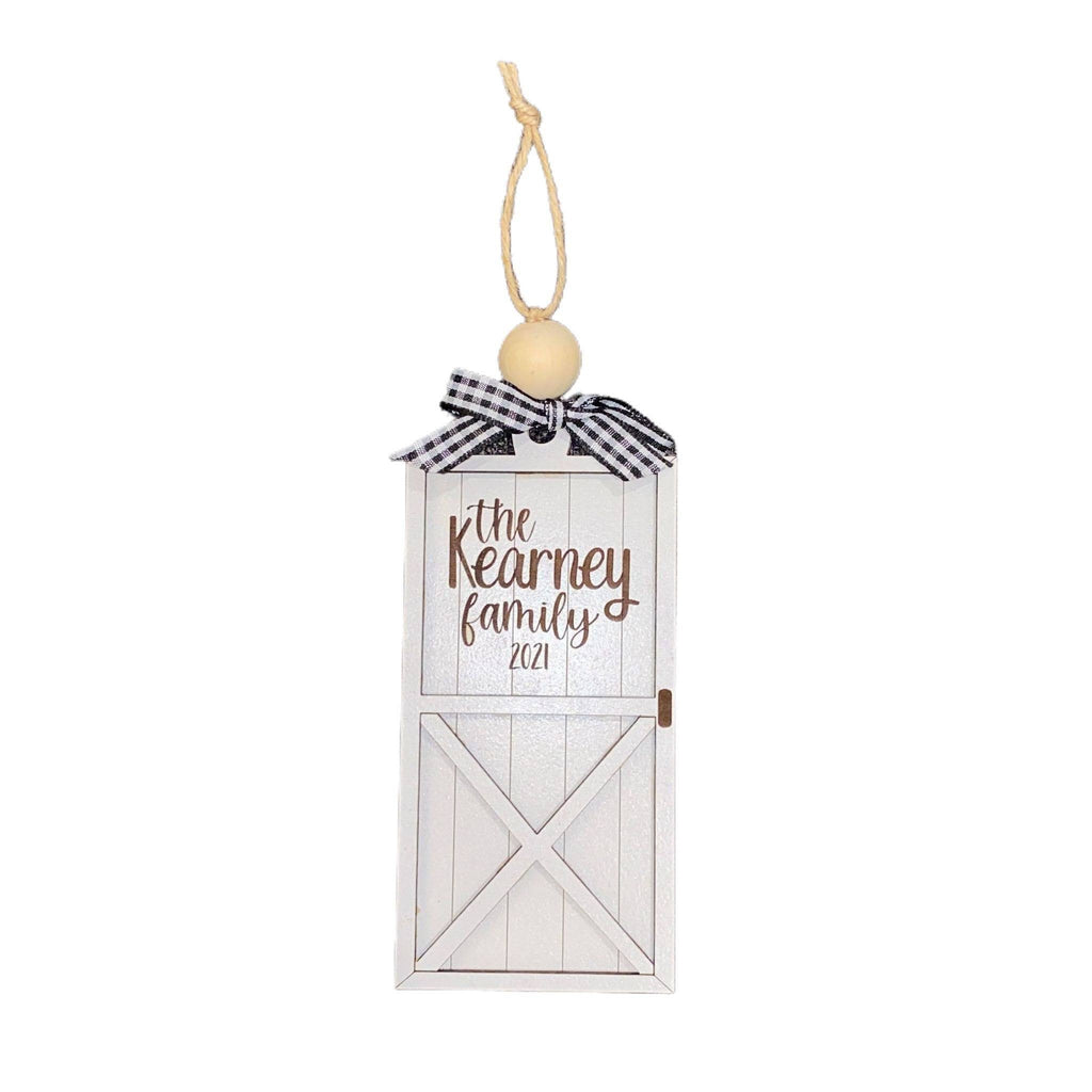 Custom Engraved Wood Barn Door Ornament