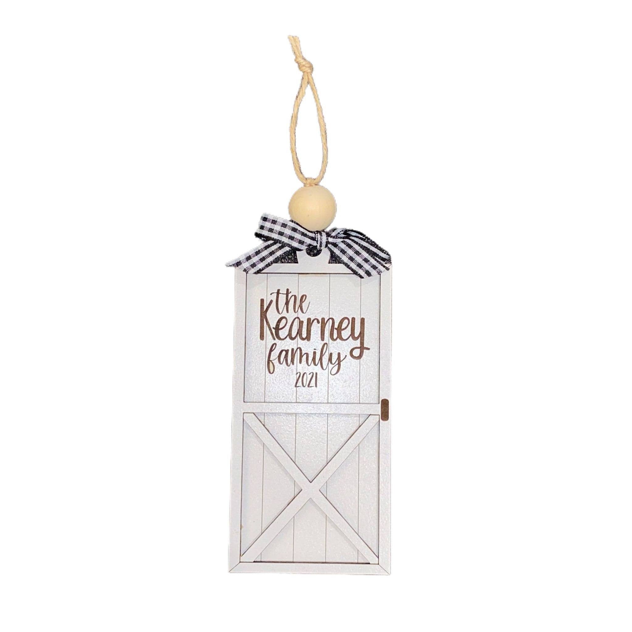Custom Engraved Wood Barn Door Ornament