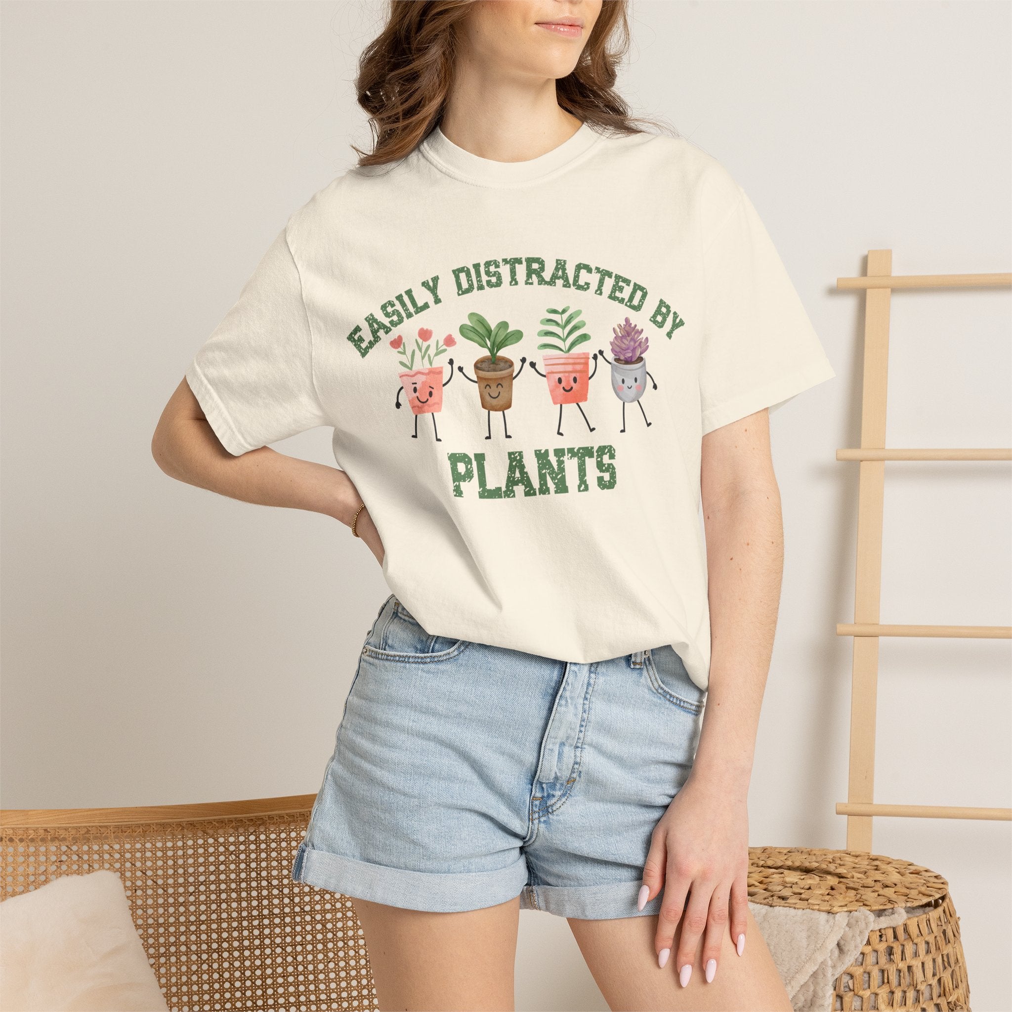 Easily Distracted By Plants Tee, Cute Plant Lover Graphic T-Shirt