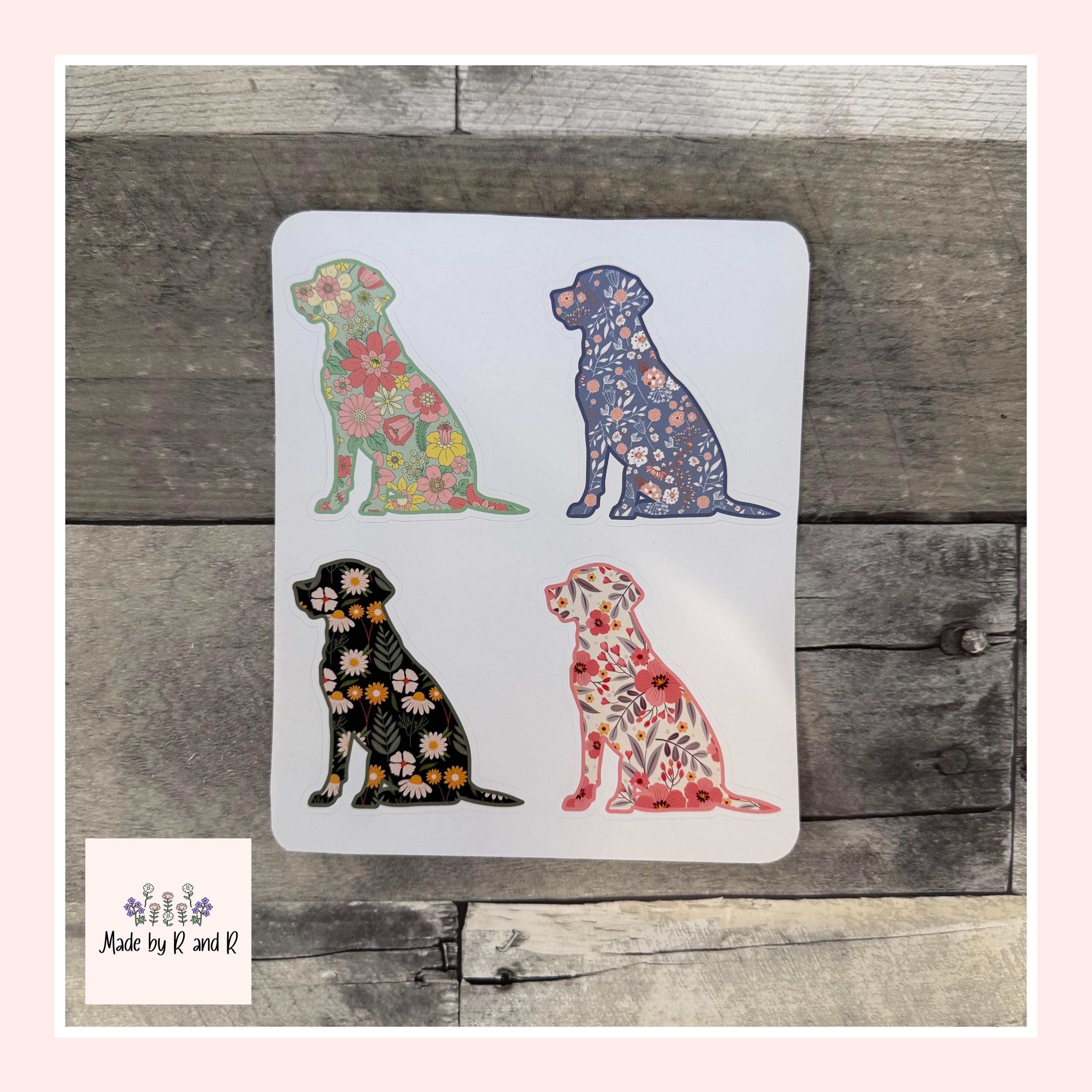 Floral Labrador Stickers (set of 4)