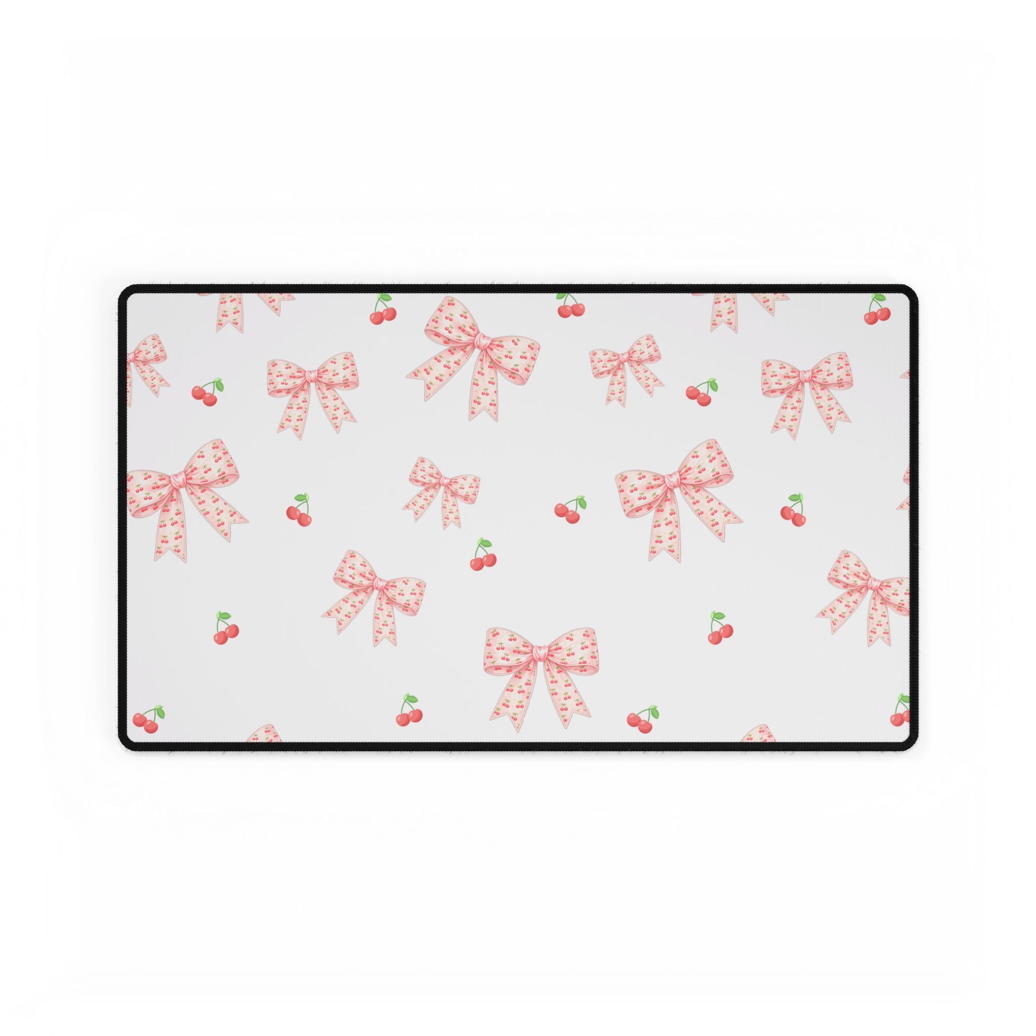 Cherries and Bows Desk Mats and Mouse pads, Office Decor, Birthday Gifts, Home Workspace