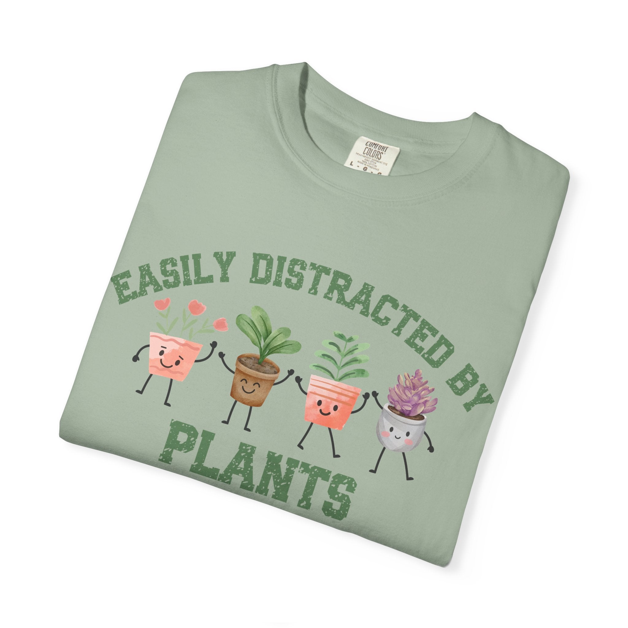 Easily Distracted By Plants Tee, Cute Plant Lover Graphic T-Shirt