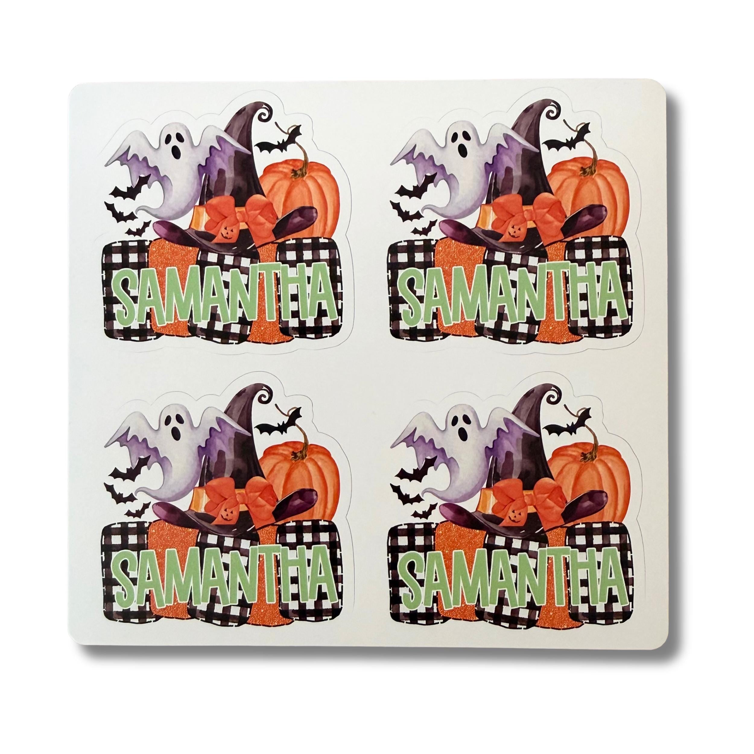 Custom Halloween Stickers with Witches Hat (set of 4)