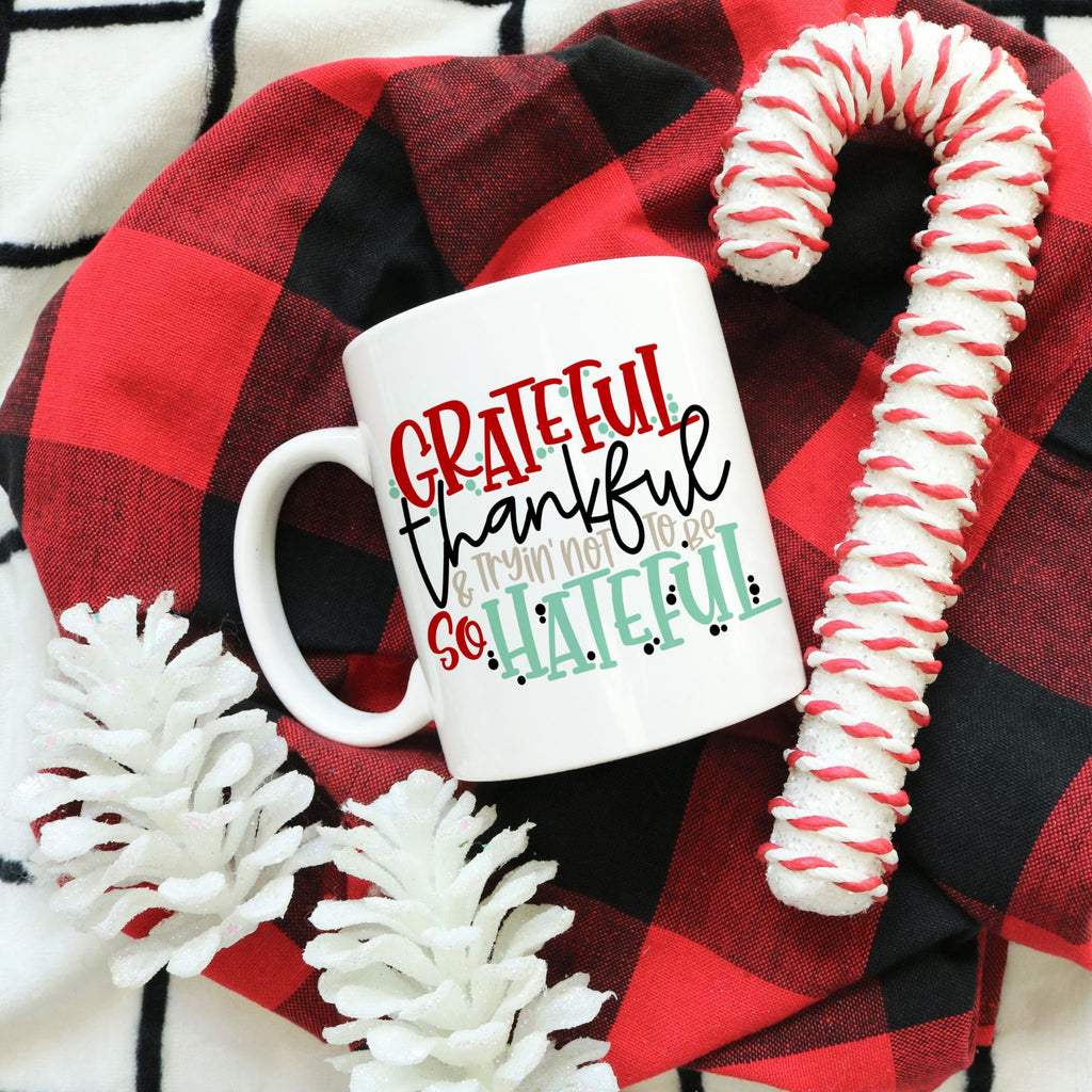 Grateful, Thankful and Tryin' Not To Be So Hateful Mug