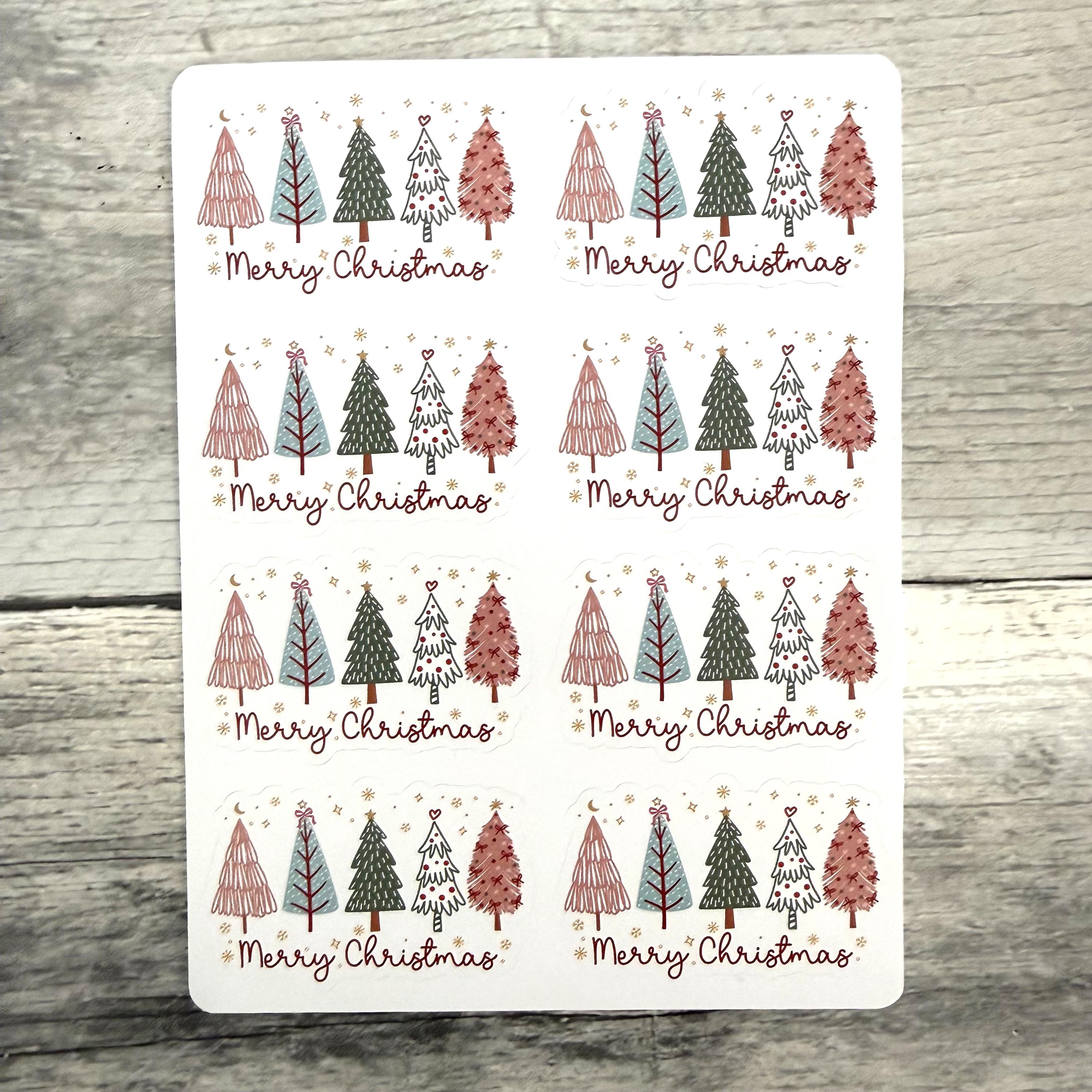 Merry Christmas Tree Stickers (set of 8)