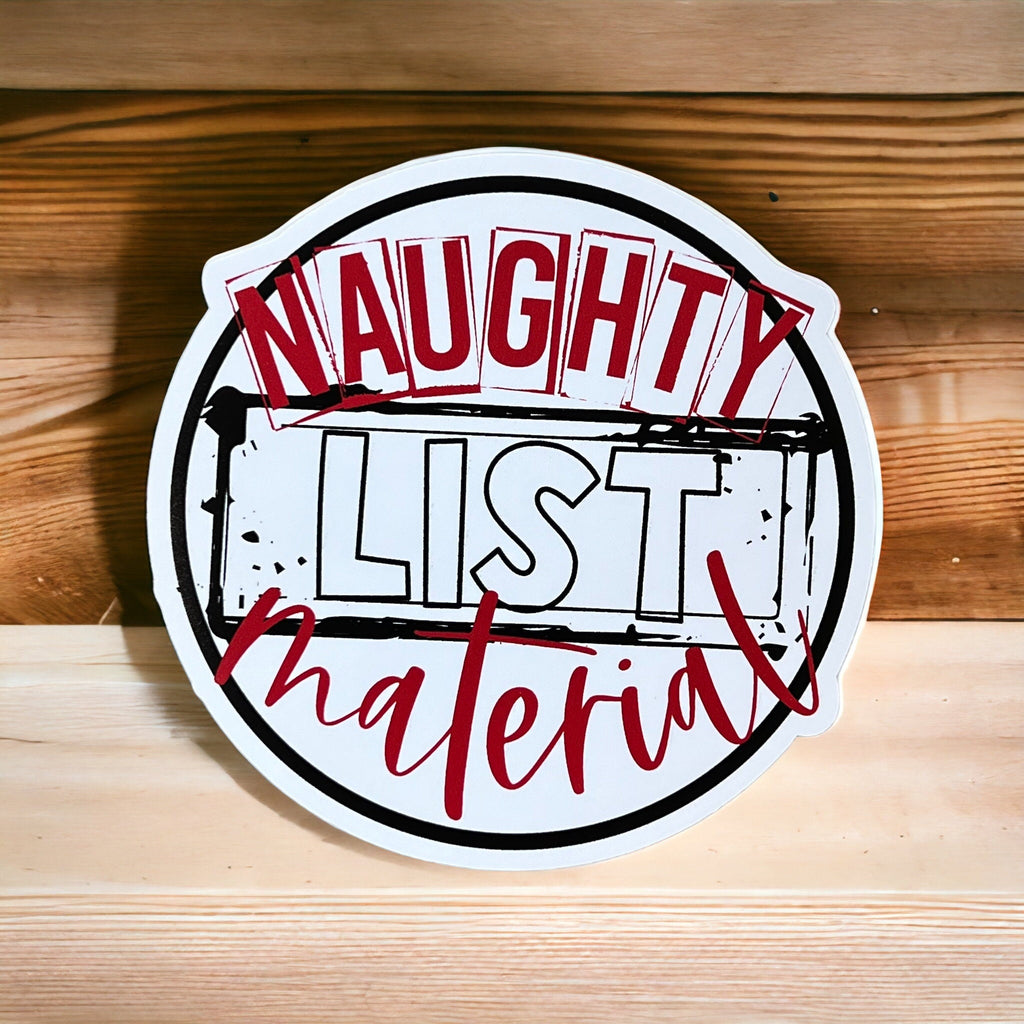 Naughty List Material Sticker