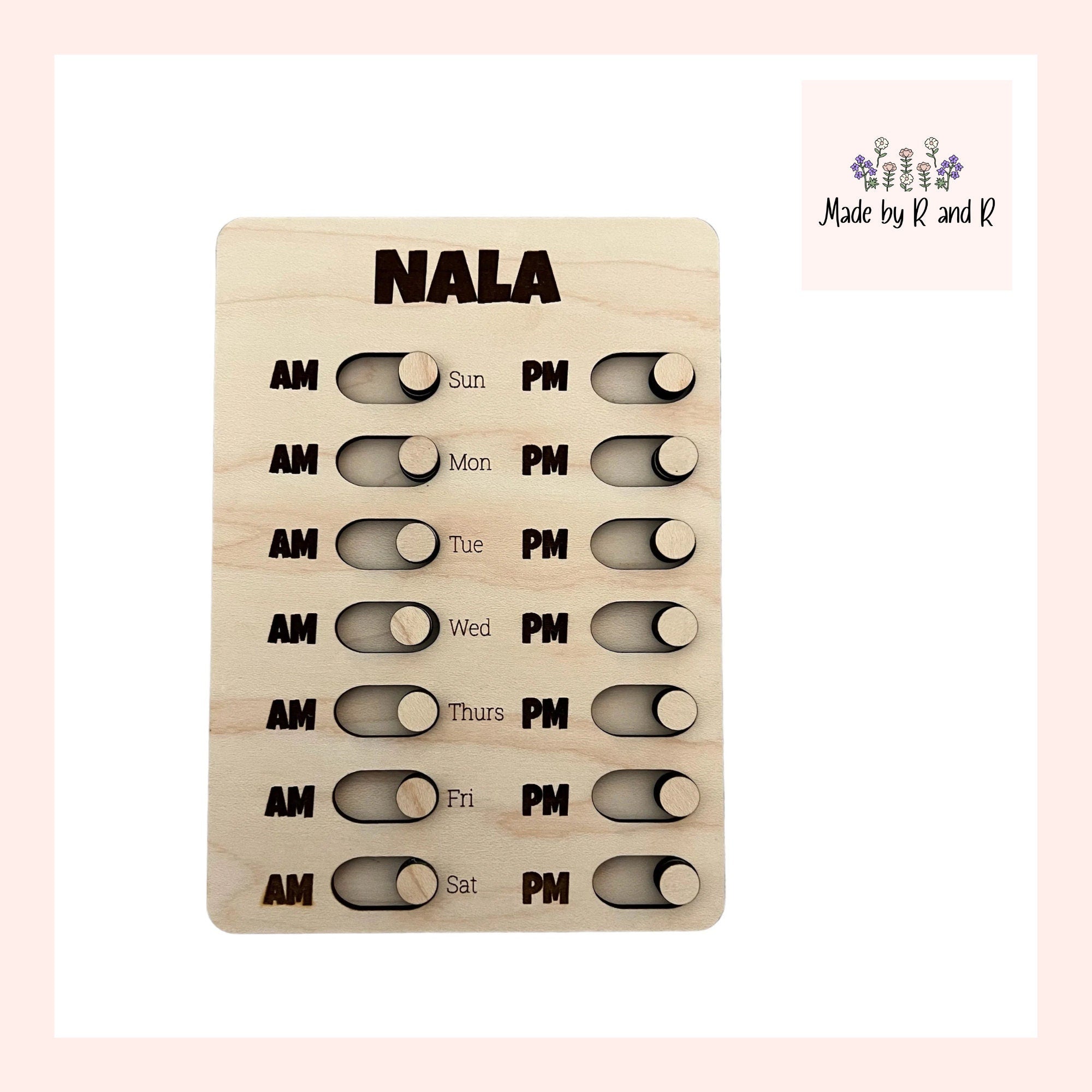 Wood Customizable Weekly AM PM Checklist